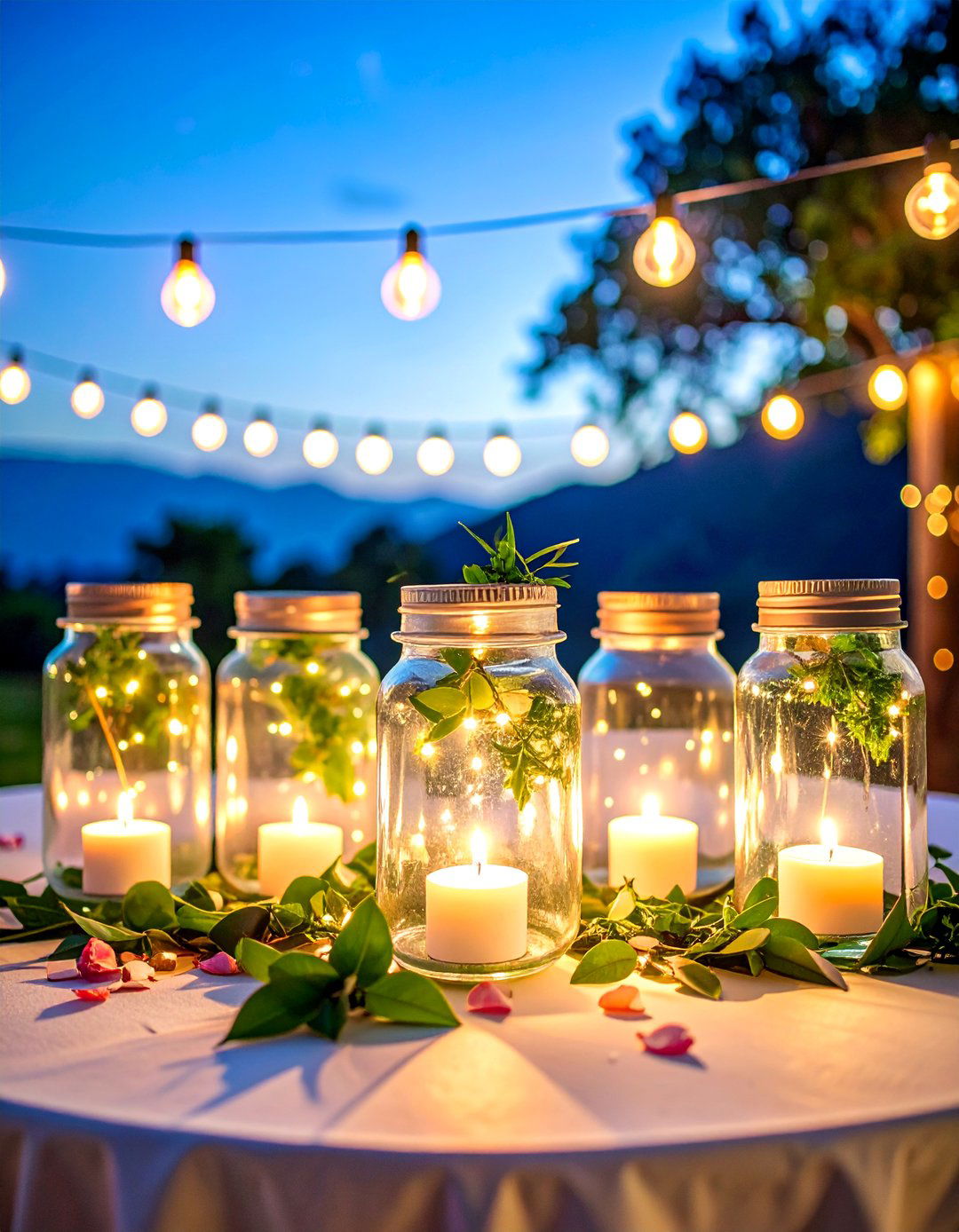 Fairy Light Mason Jar Illumination - 25 Mason Jar Wedding Centerpieces
