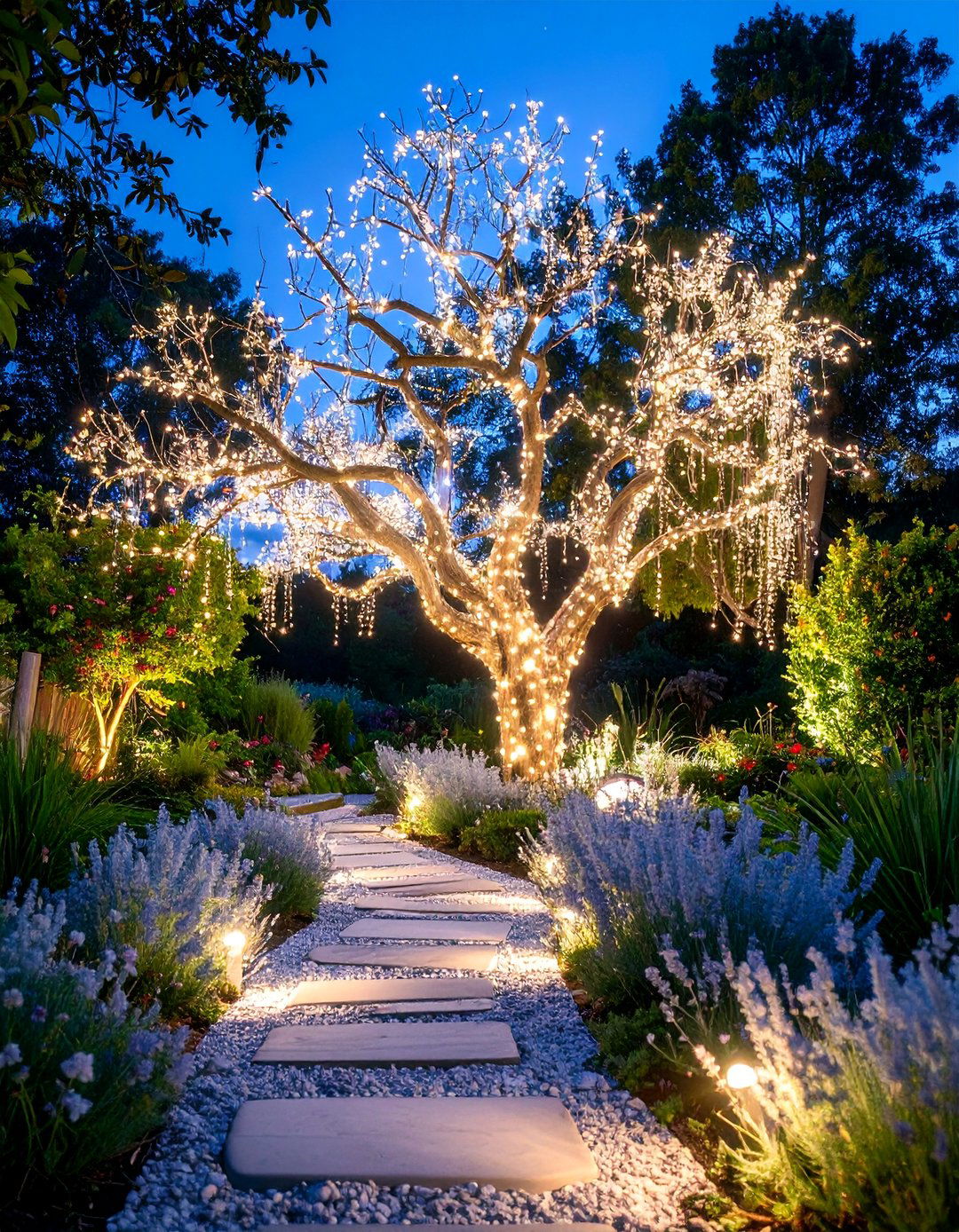 Fairy Light Sculpture Tree Garden Focal Point - 25 Garden Focal Point Ideas