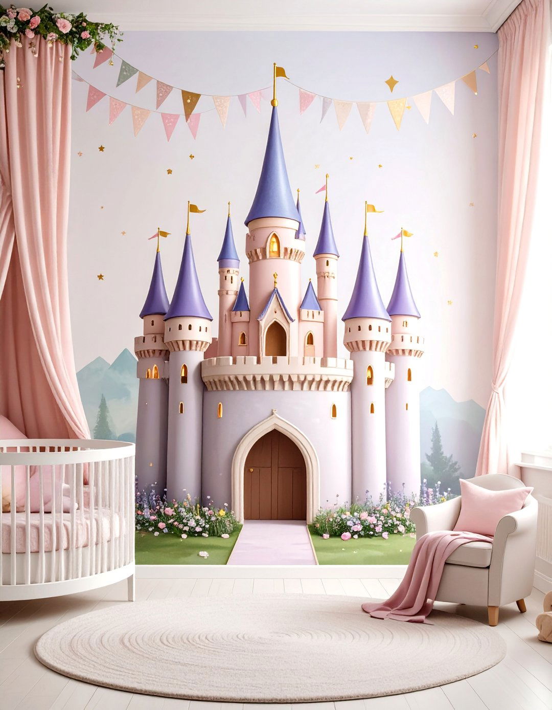 Fairy Tale Castle Mural - 25 Nursery Wall Decor Ideas
