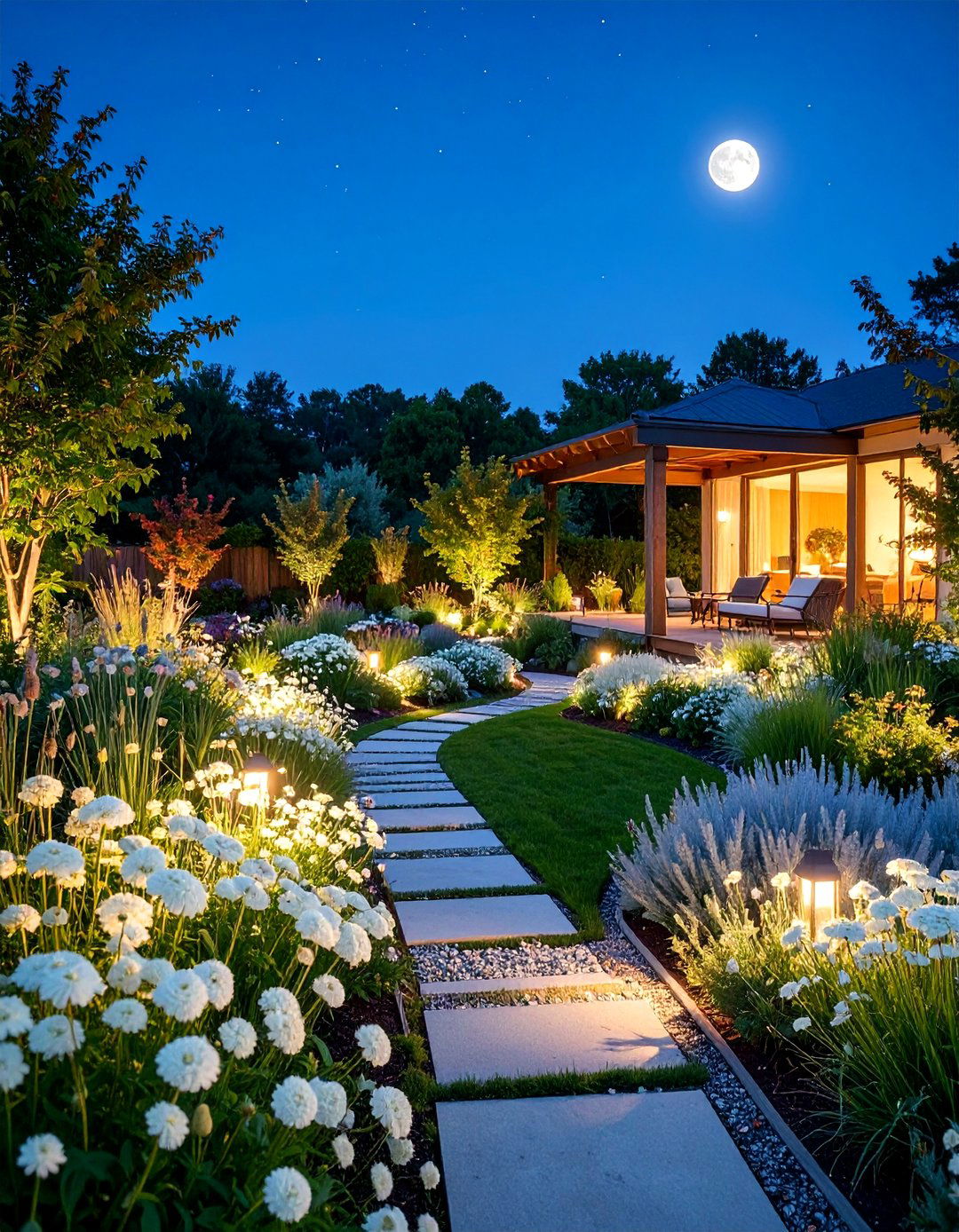 Fall Moon Garden with Night Blooming Elements - 25 Fall Garden Ideas