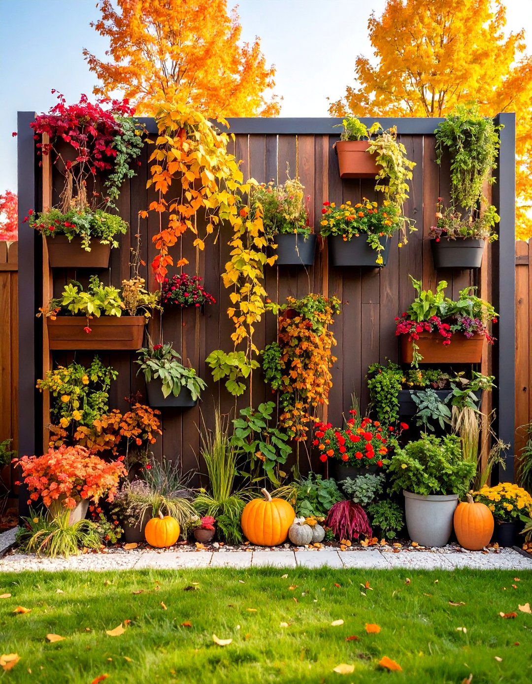 Fall Vertical Garden and Living Wall Display - 25 Fall Garden Ideas