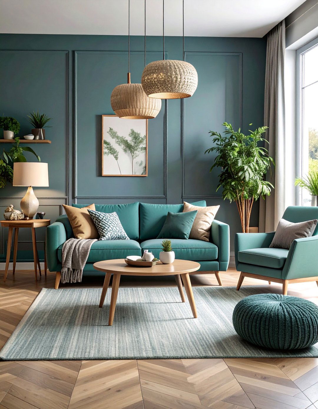 Family Friendly Functional Design - 25 Teal and Grey Living Room Ideas