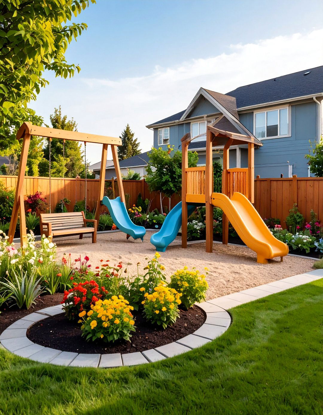 Family Friendly Townhouse Backyard Playground - 25 Townhouse Backyard Ideas