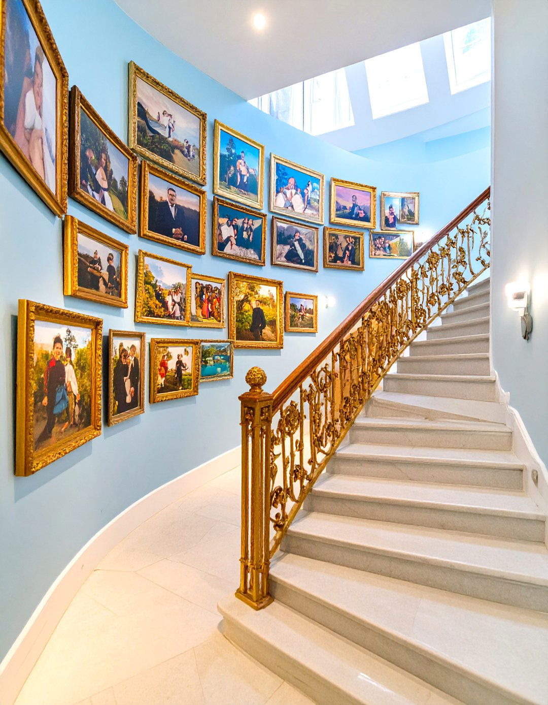Family Heritage Staircase Gallery Wall - 25 Gallery Wall Ideas