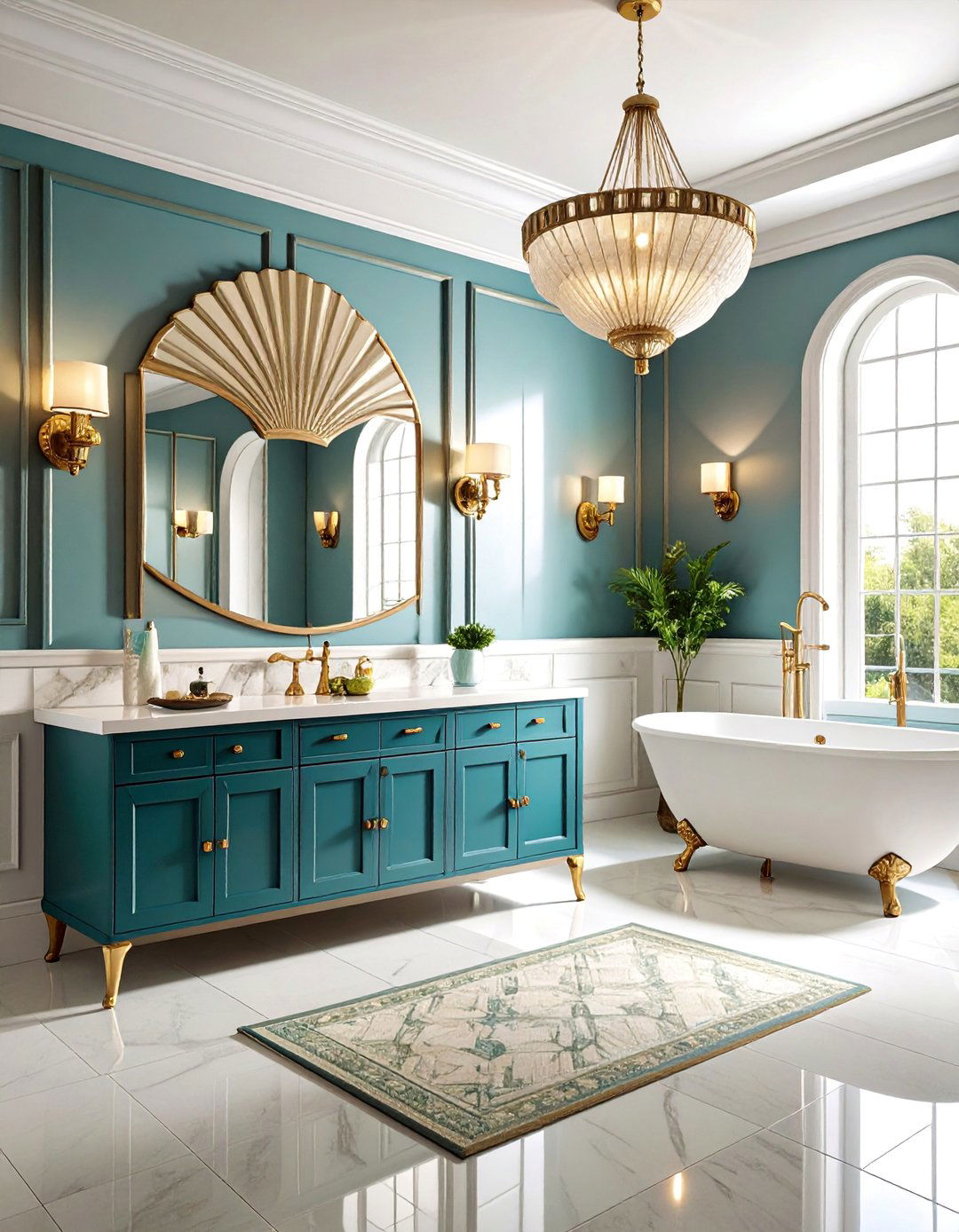 Fan Motif Art Deco Bathroom - 25 Art Deco Bathroom Ideas