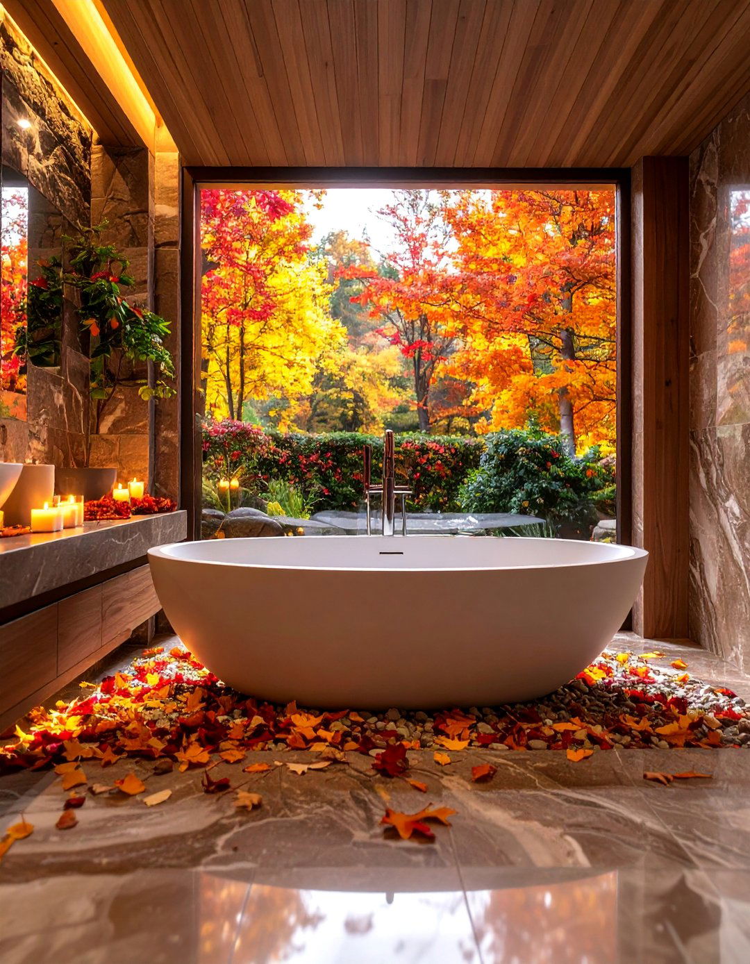 Fantasy Brown Granite Spa Bathroom with Freestanding Tub - 25 Brown Granite Bathroom Ideas