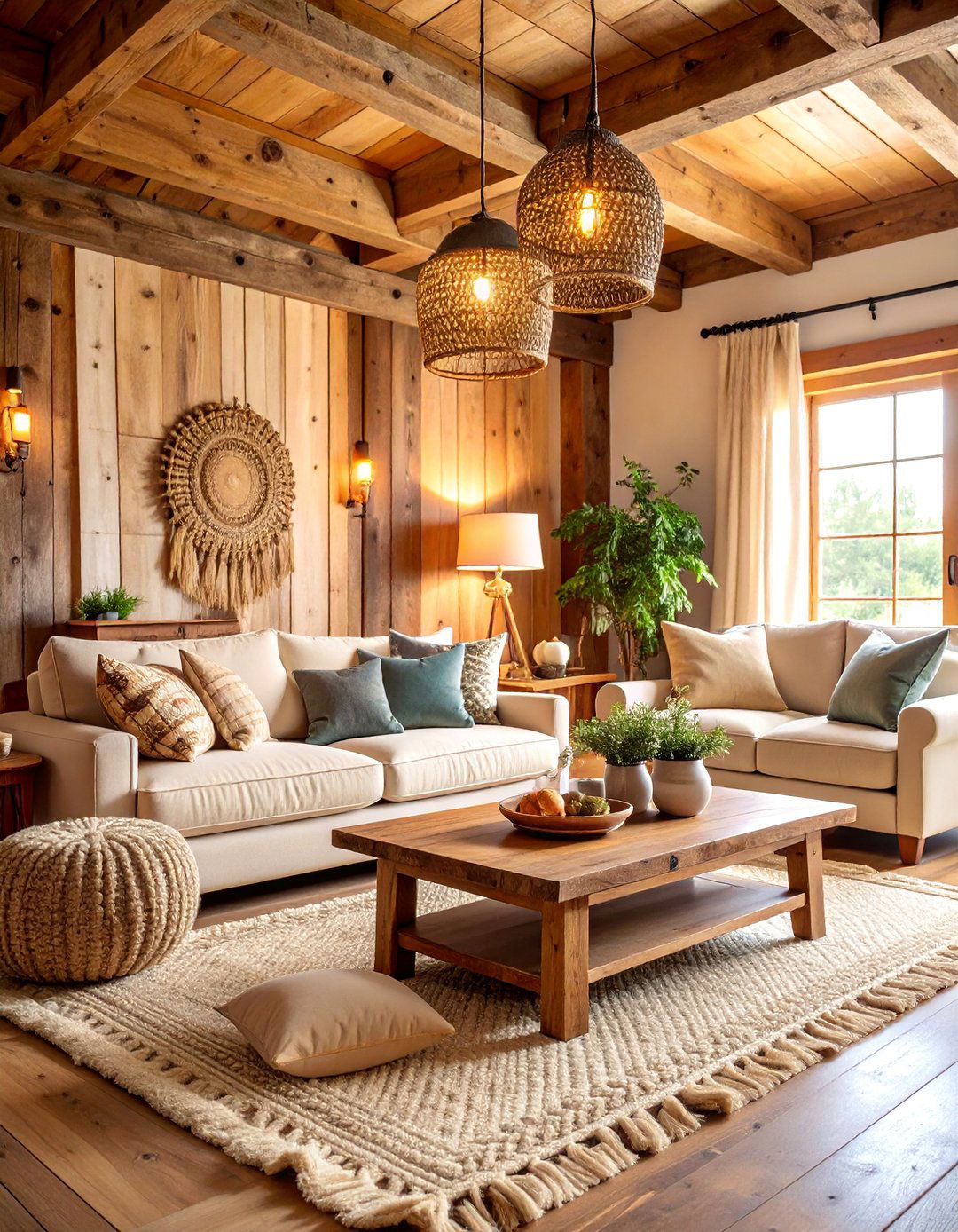 Farmhouse Barn Wood Aesthetic - 25 Earthy Living Room Decor Ideas