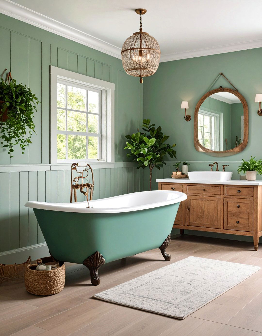 Farmhouse Bathroom with Clawfoot Tub - 25 Rustic Decor Ideas
