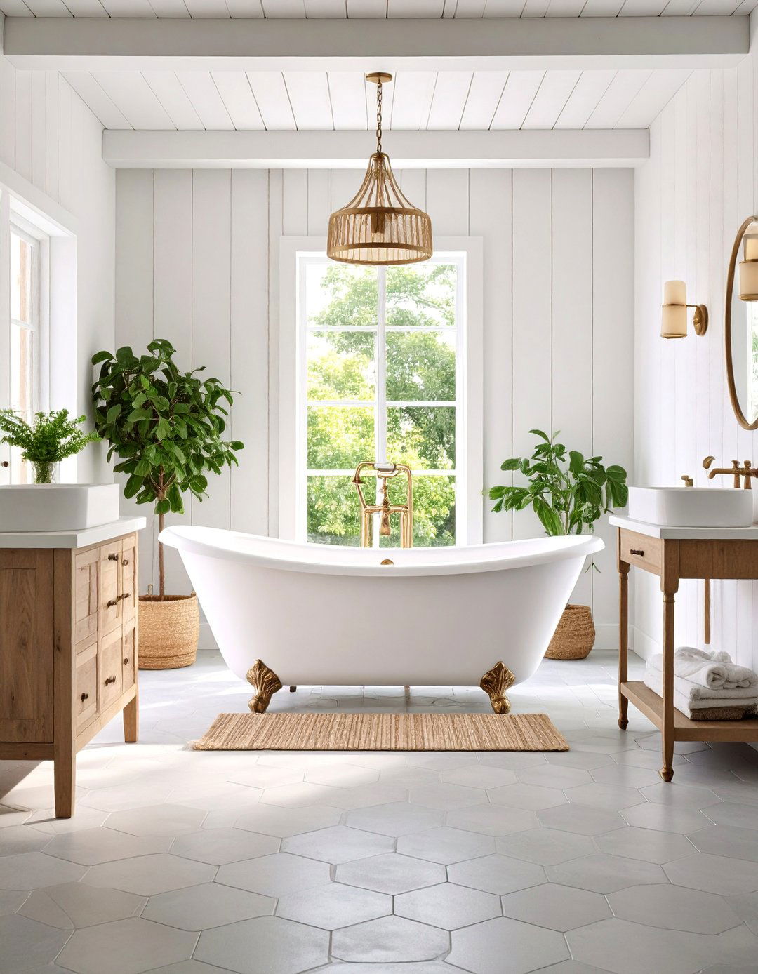 Farmhouse Bathroom with White Shiplap and Grey Accents - 25 Grey and White House Interior Design Ideas