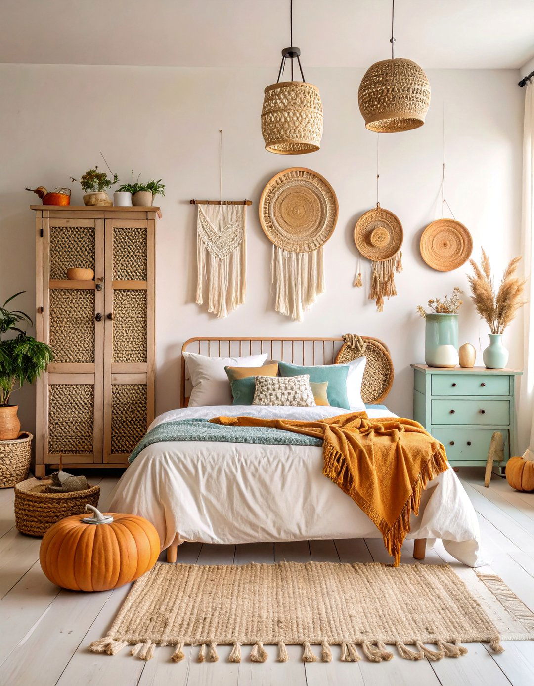 Farmhouse Bedroom with Chicken Wire Cabinet Doors - 25 Farmhouse Bedroom Ideas
