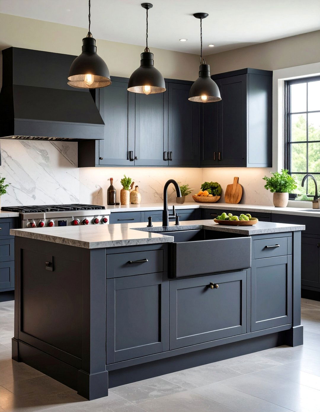Farmhouse Black Soapstone with Apron Sink - 25 Black Kitchen Countertops