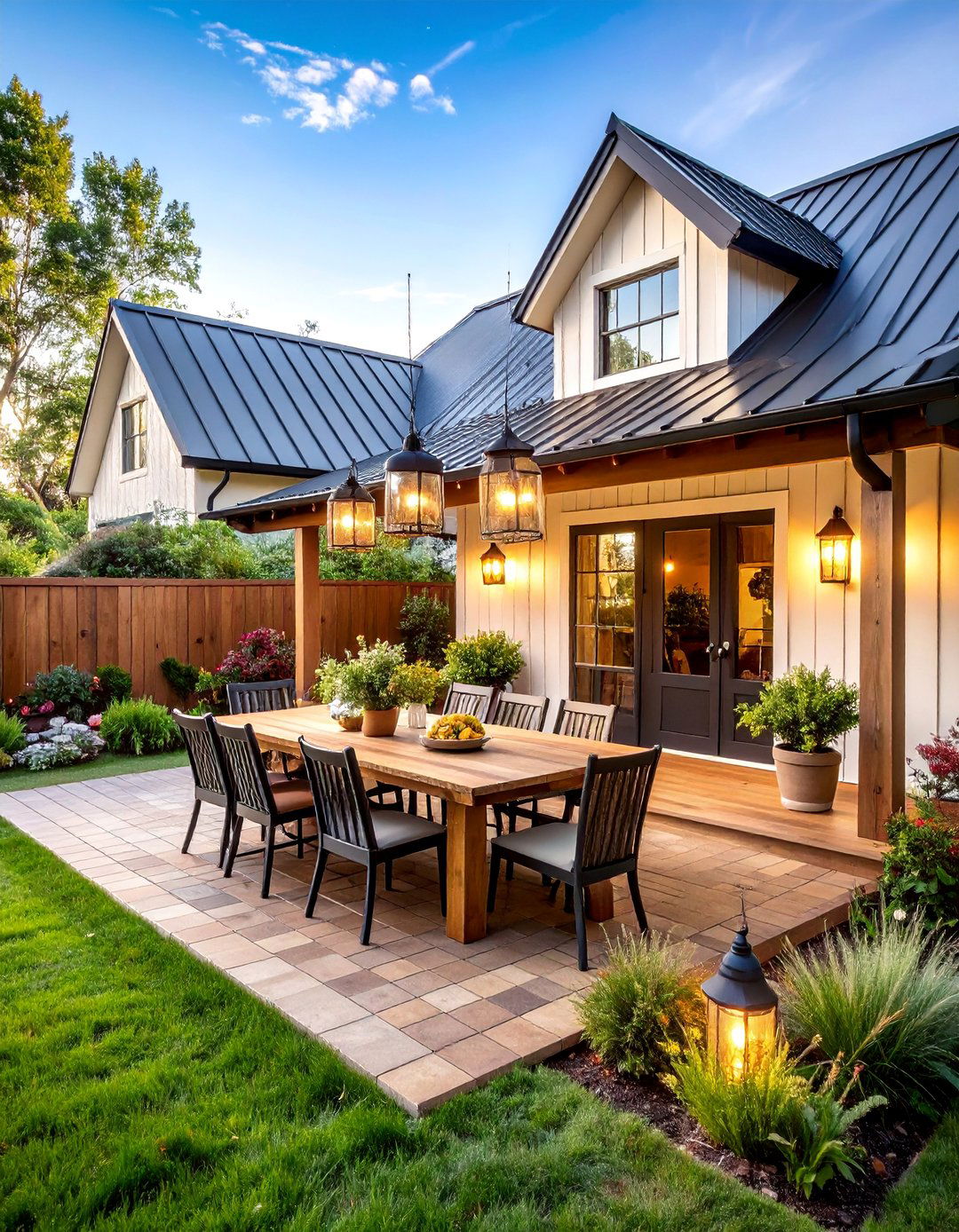 Farmhouse Board and Batten Gable Patio Roof - 25 Gable Patio Roof Design Ideas