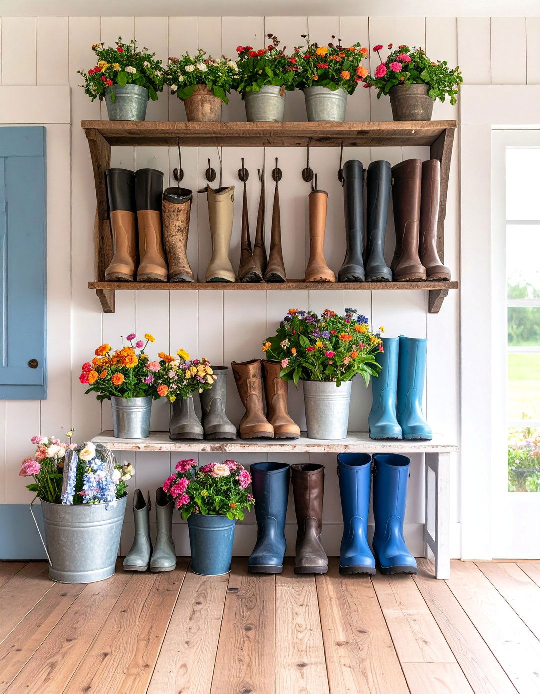 Farmhouse Boot Room with Reclaimed Materials - 25 Boot Room Ideas