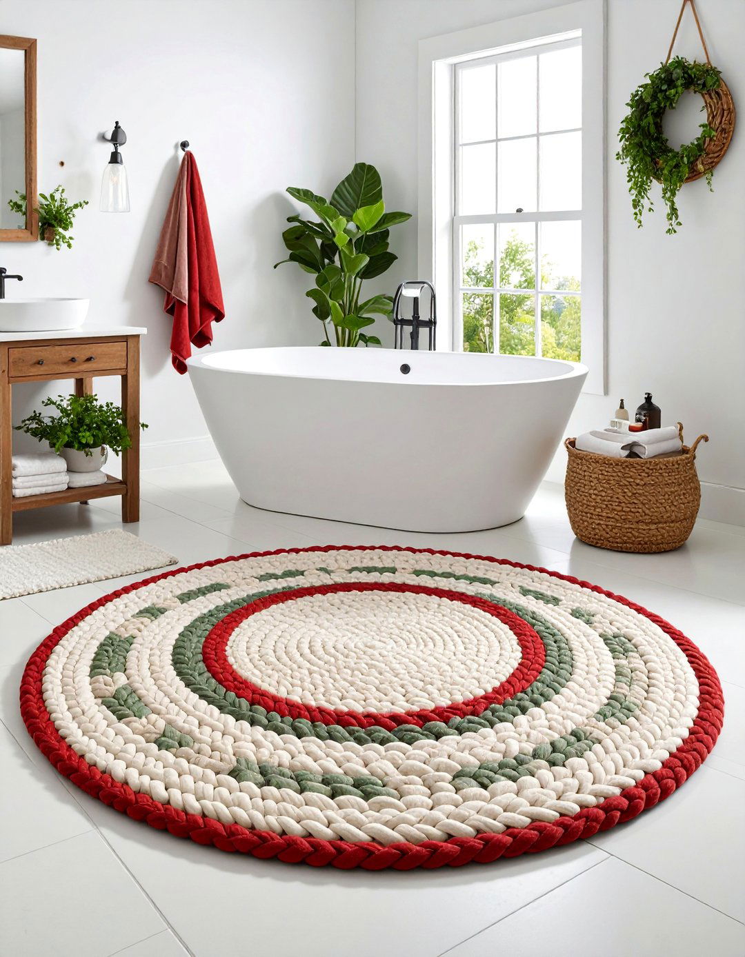 Farmhouse Braided Cotton Rug - 25 Bathroom Rug Ideas