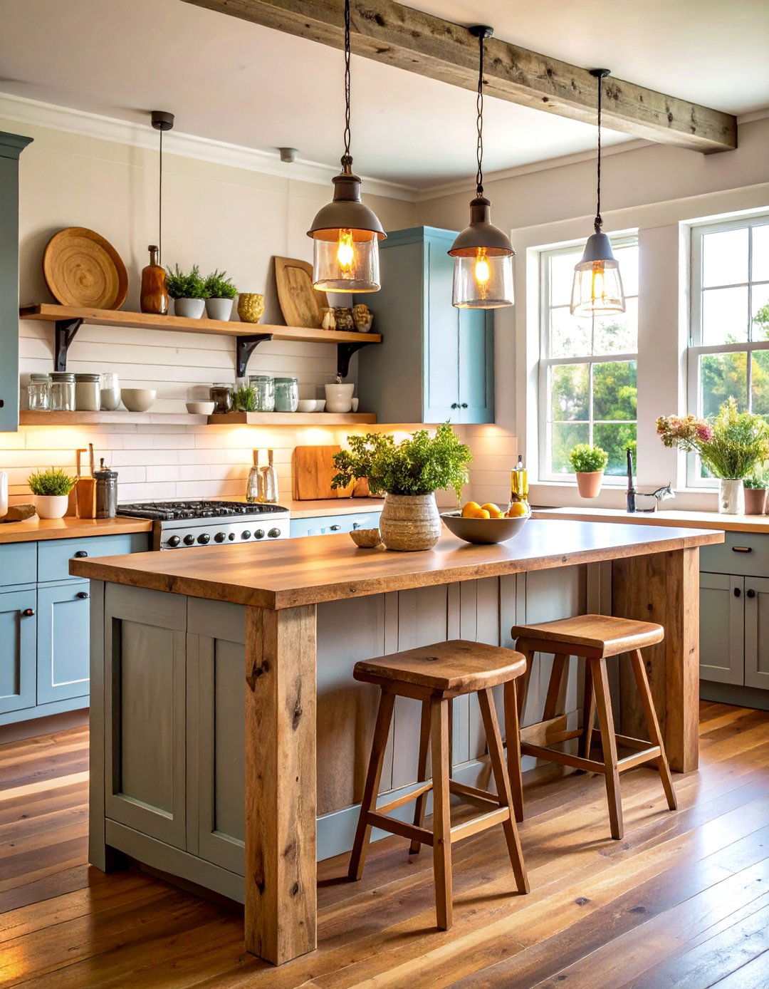 Farmhouse Breakfast Bar with Reclaimed Wood and Shiplap - 25 Breakfast Bar Ideas