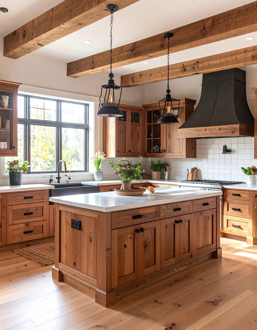 Farmhouse Brown Kitchen with Black Hardware and Fixtures - 25 Black and Brown Kitchen Ideas