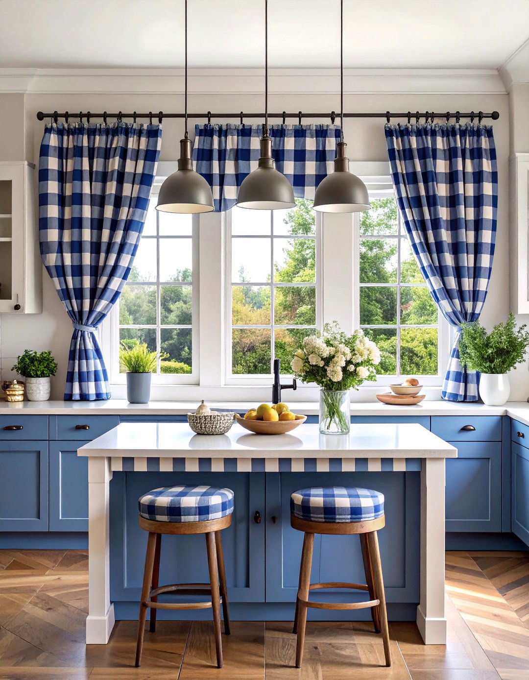 Farmhouse Buffalo Check Kitchen Curtains - 25 Kitchen Curtain Ideas