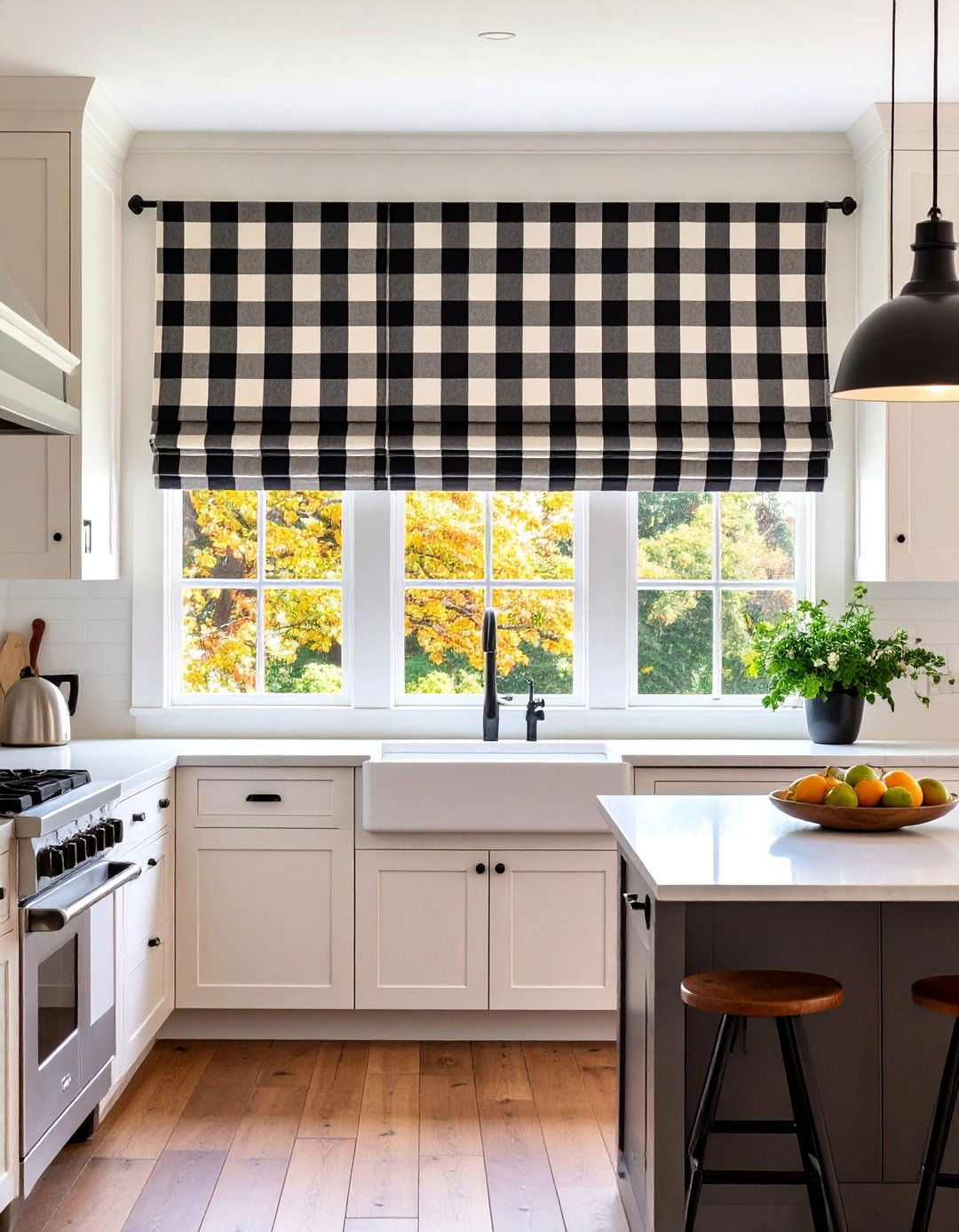 Farmhouse Buffalo Check Window Valance - 25 Window Valance Ideas