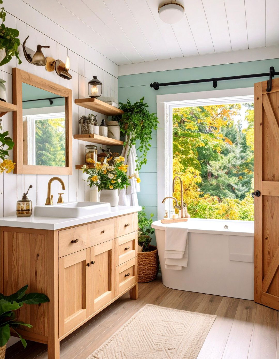 Farmhouse Charm with Shiplap Walls - 25 Small Rv Bathroom Ideas