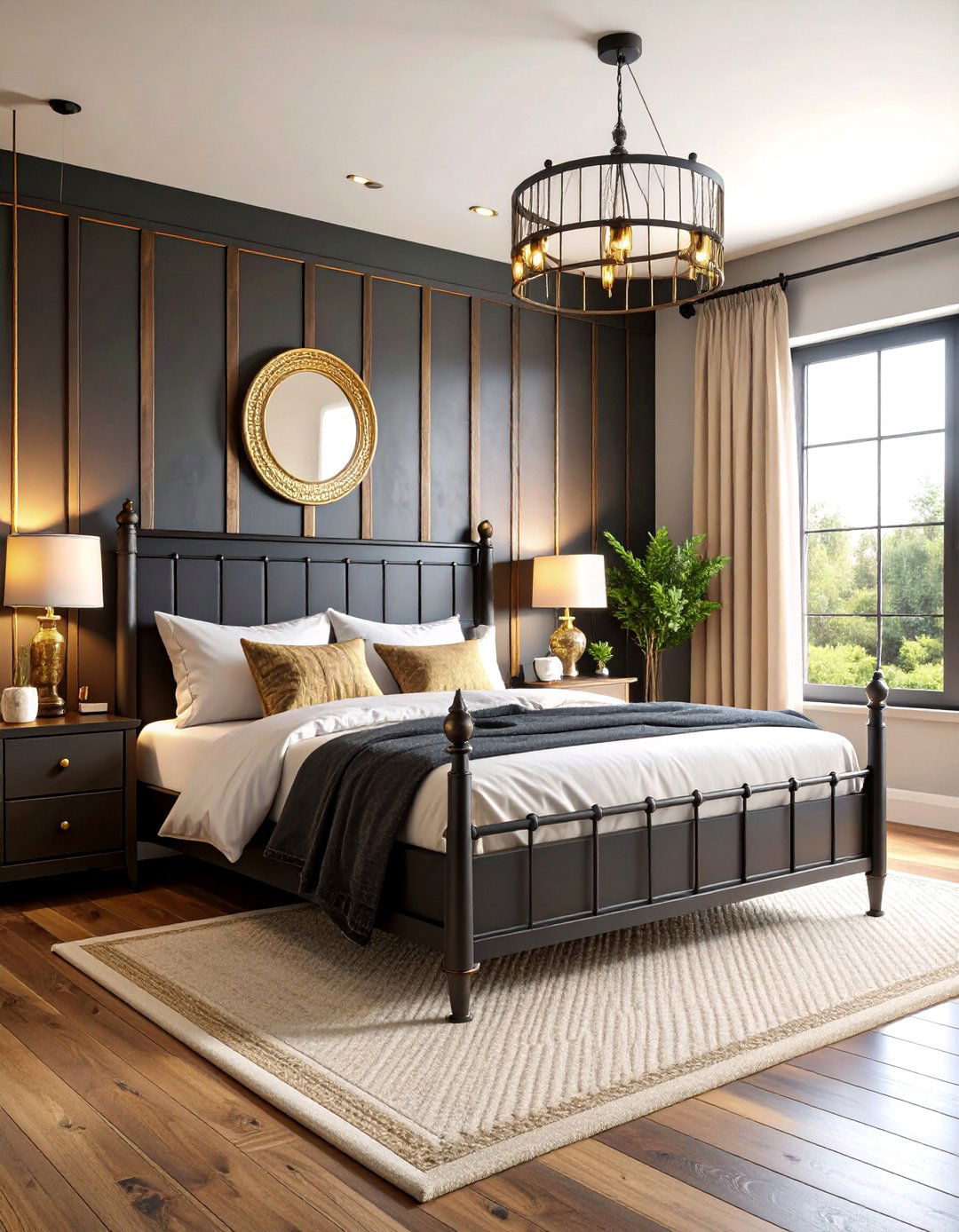 Farmhouse Chic with Distressed Elements - 25 Black and Gold Bedroom Ideas