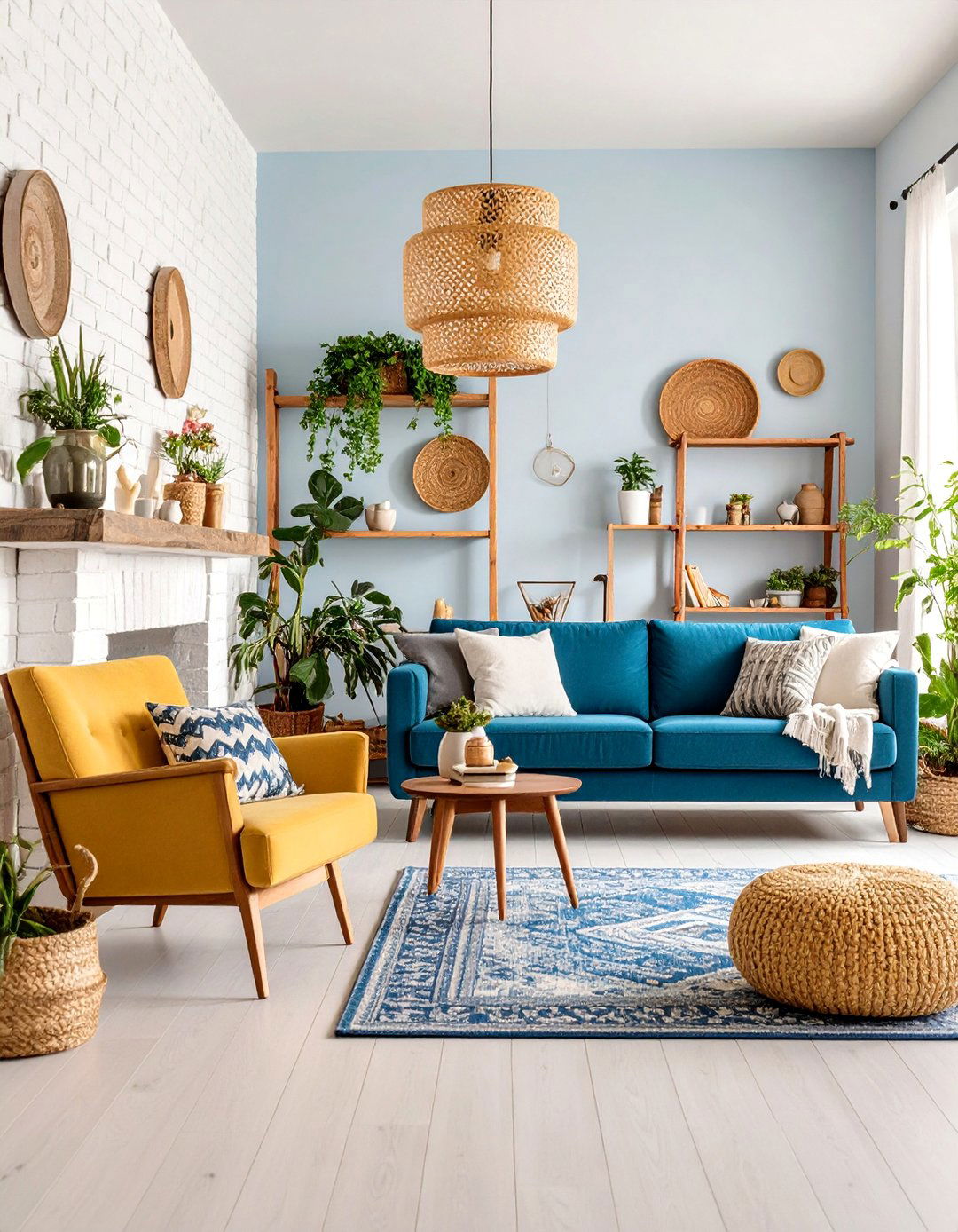 Farmhouse Chic with Painted Brick and Vintage Accents - 25 Tv Over Fireplace Ideas