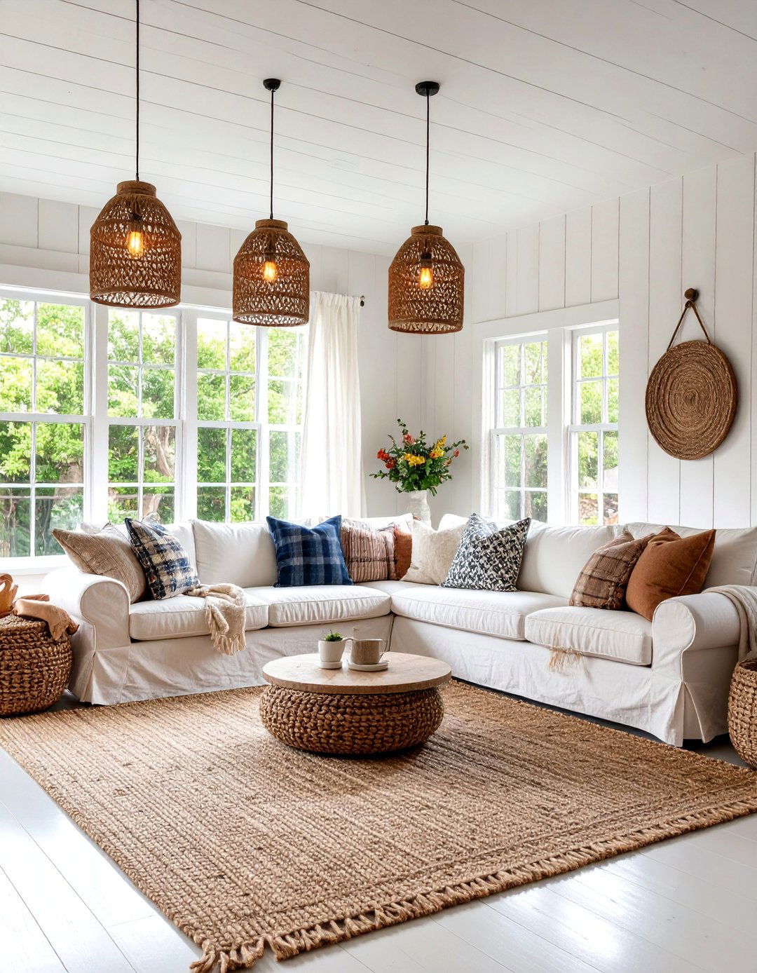 Farmhouse Cottage Living Room with Slipcovered Furniture - 25 Cottage Living Room Ideas