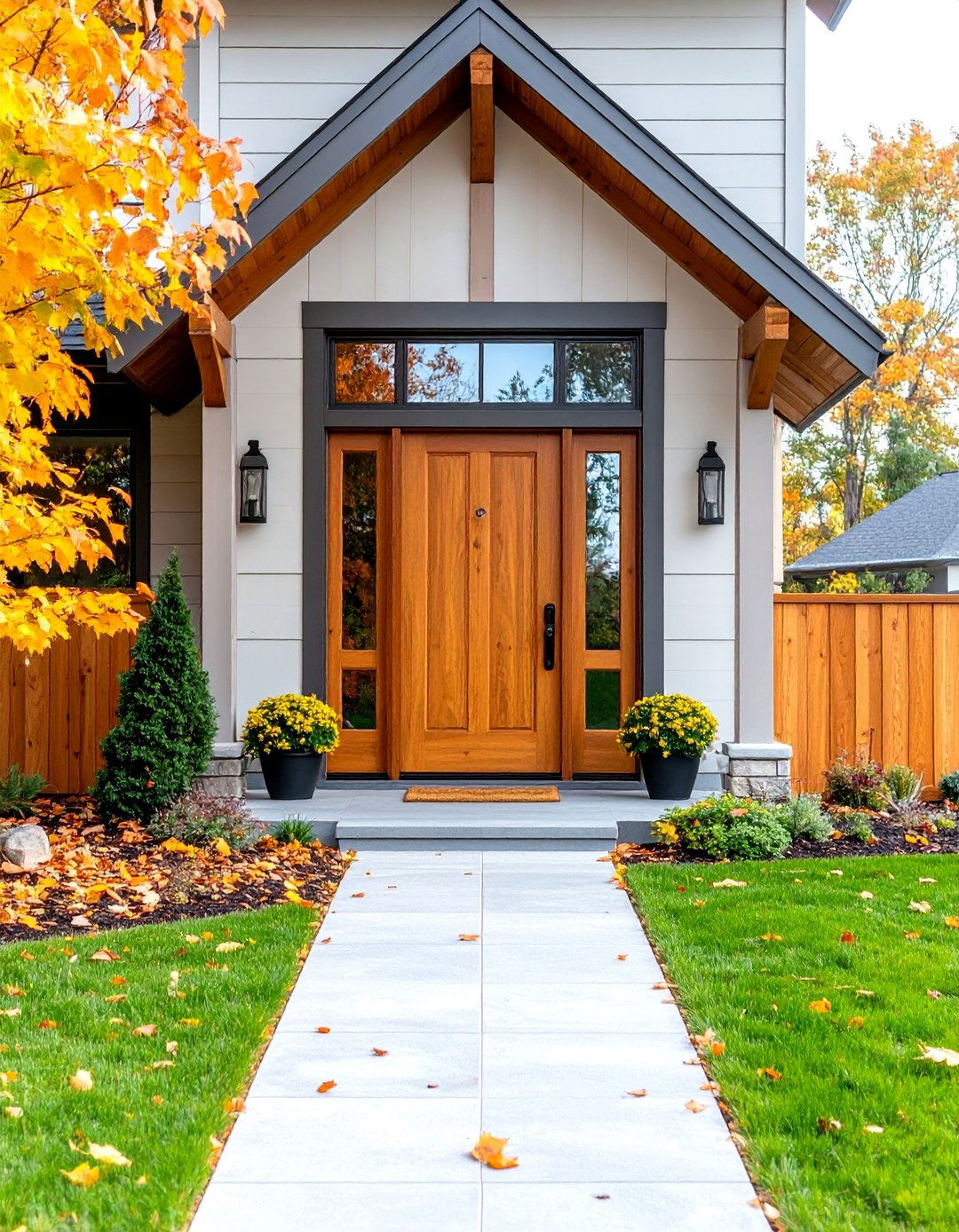 Farmhouse Door with Decorative Transom Window - 25 Farmhouse Front Door Ideas