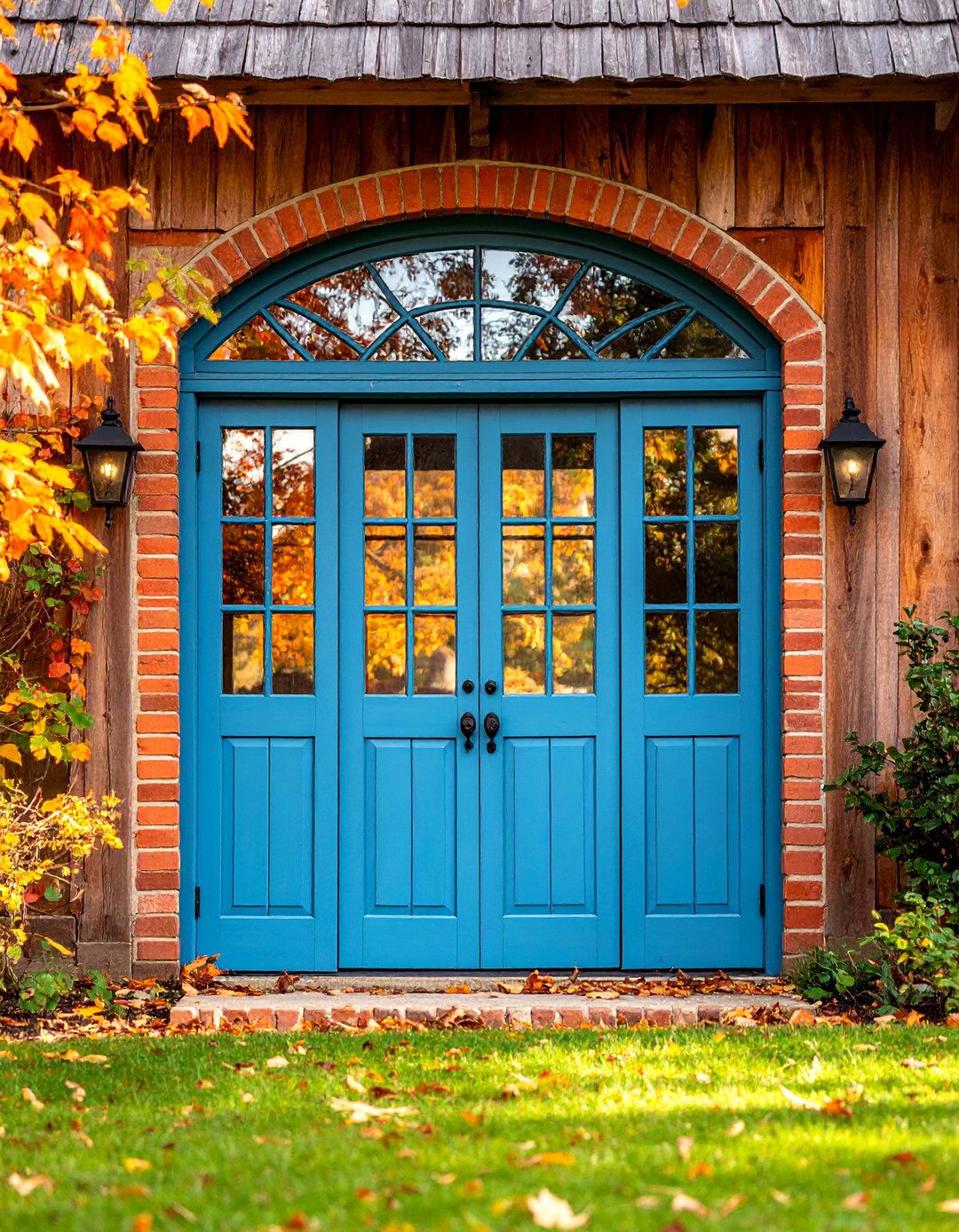 Farmhouse Door with Divided Light Glass Panels - 25 Farmhouse Front Door Ideas