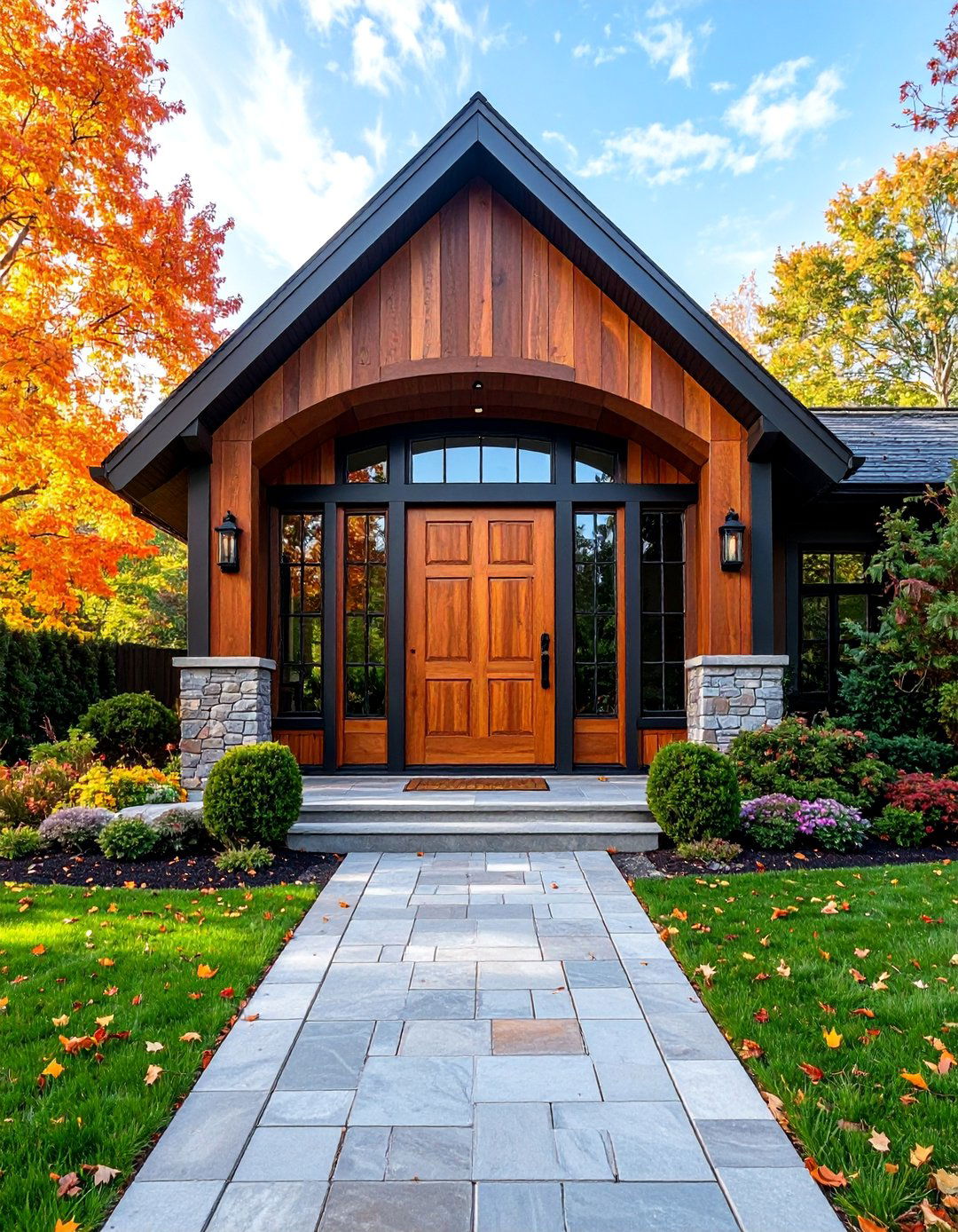 Farmhouse Door with Flanking Sidelights - 25 Farmhouse Front Door Ideas