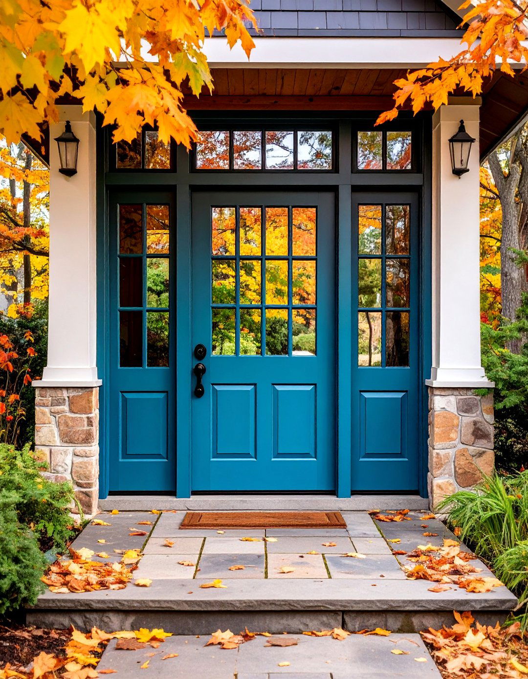 Farmhouse Door with Prairie Style Glass - 25 Farmhouse Front Door Ideas