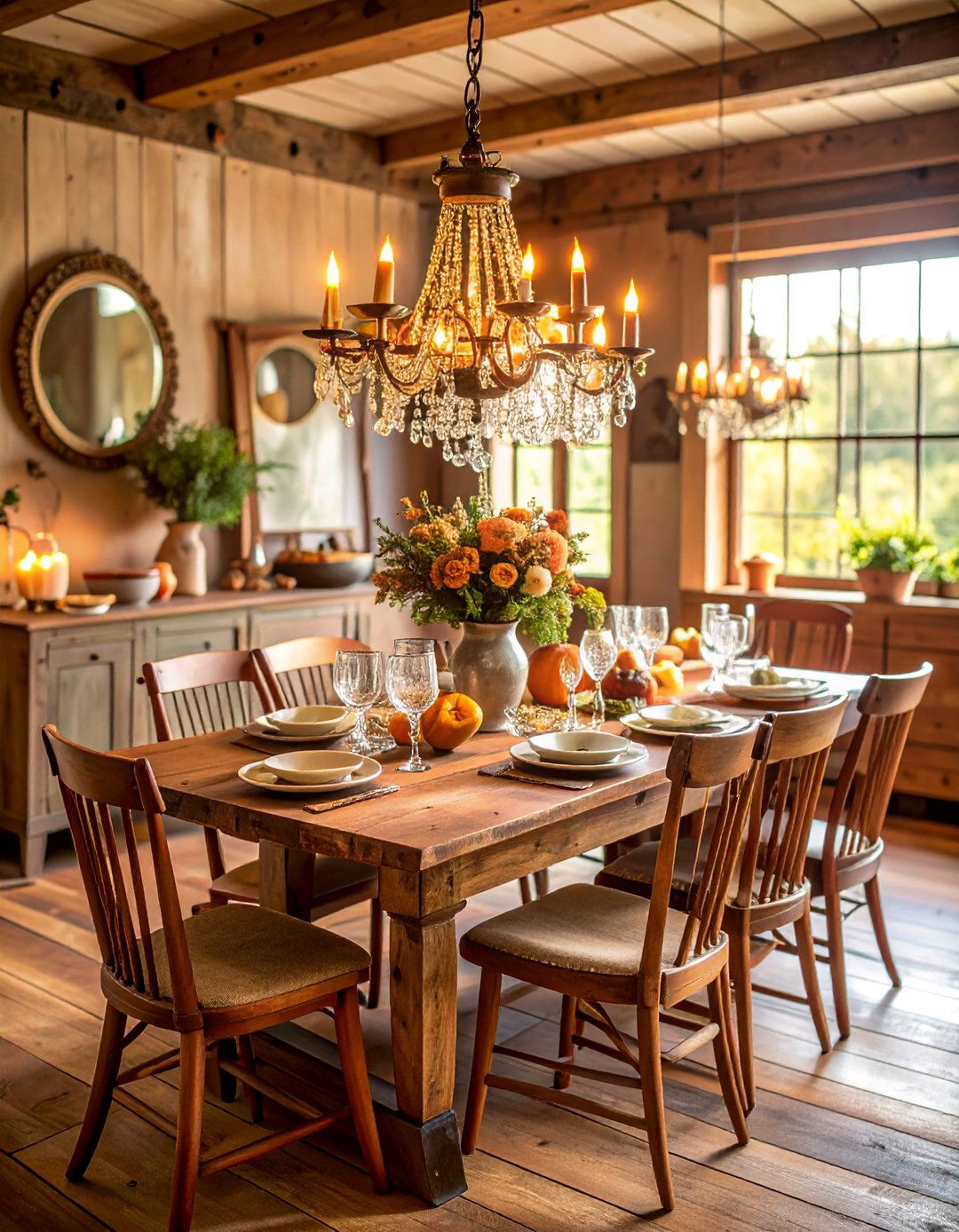 Farmhouse Eclectic Dining Room with Antique Elements - 25 Eclectic Dining Room Ideas