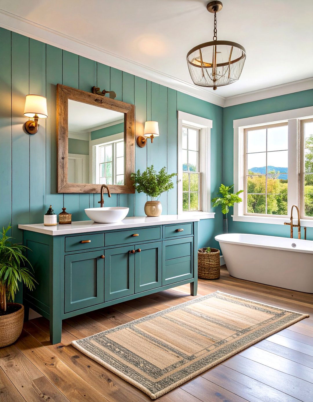 Farmhouse Floating Vanity with Shiplap Panel Details - 25 Floating Vanity Bathroom Ideas