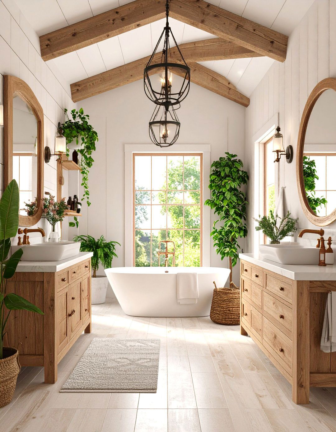 Farmhouse Glam Bathroom with Mixed Metals - 25 Eclectic Bathroom Ideas