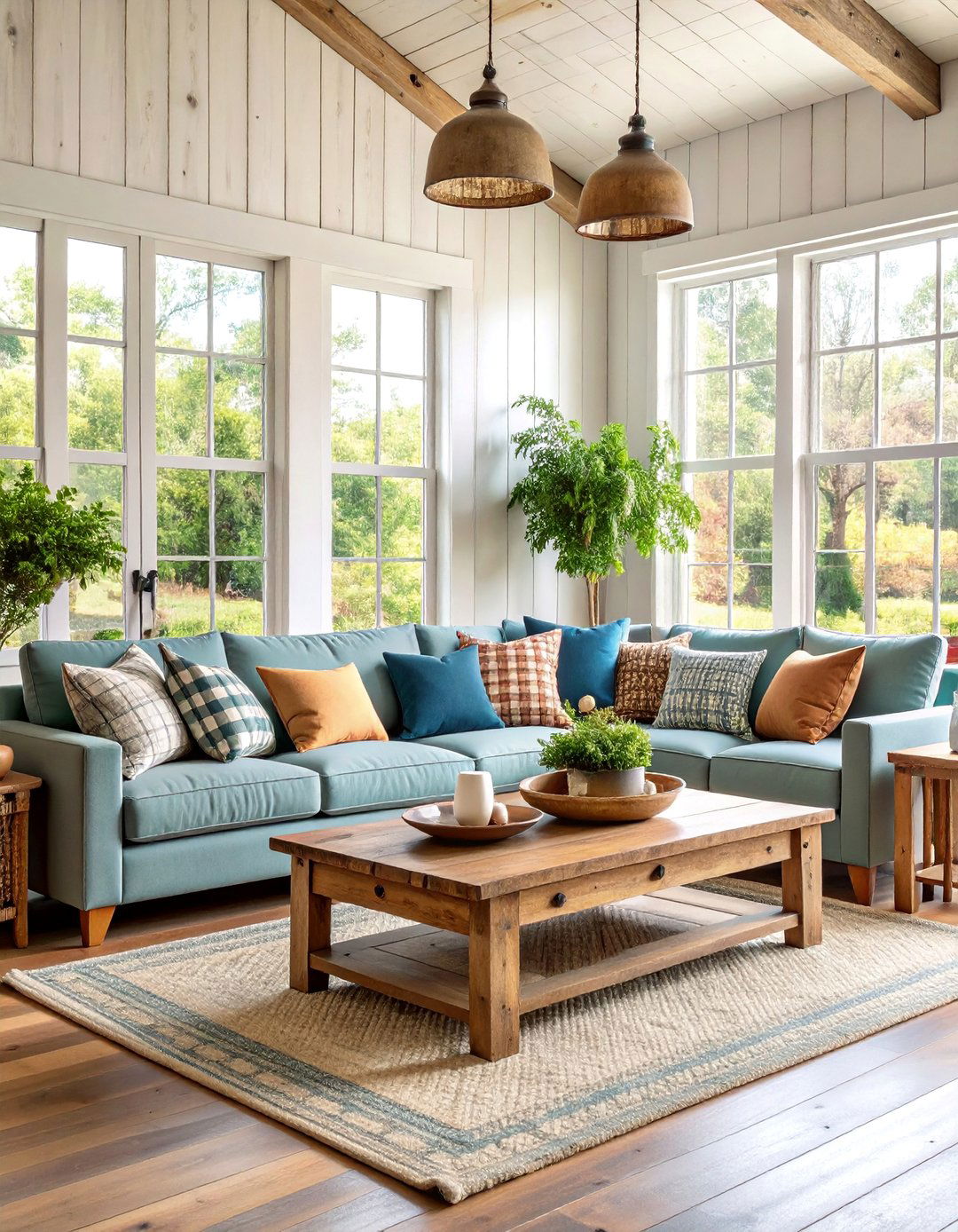 Farmhouse Grey Sectional with Rustic Charm - 25 Grey Sectional Living Room Ideas