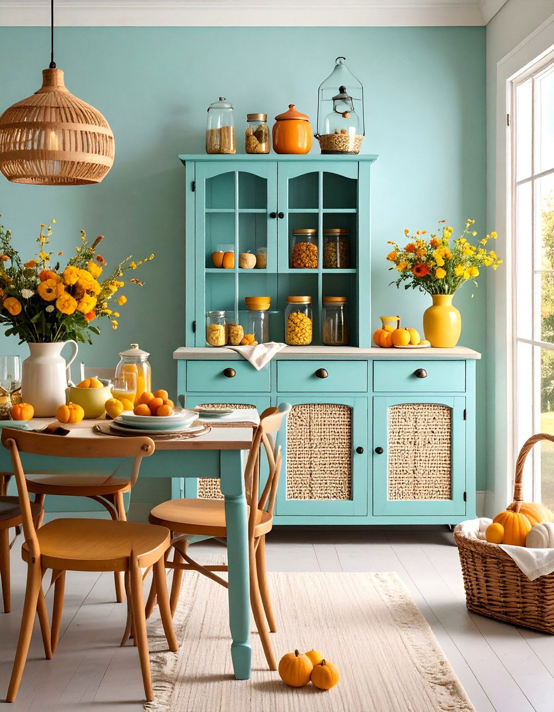 Farmhouse Hutch with Chicken Wire Door Inserts - 25 Dining Room Hutch Ideas