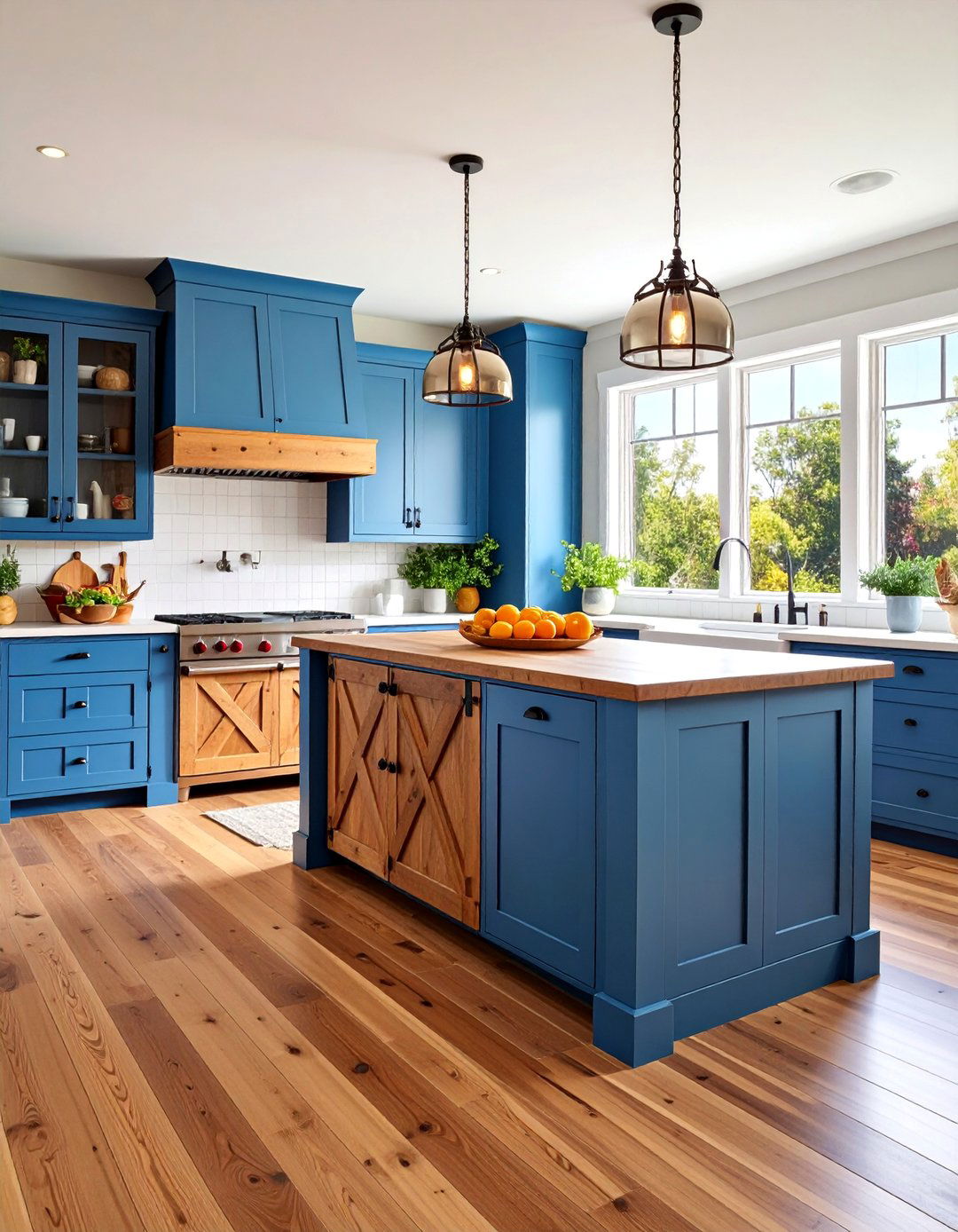 Farmhouse Island with Sliding Barn Door Storage - 25 Kitchen Island Storage Ideas
