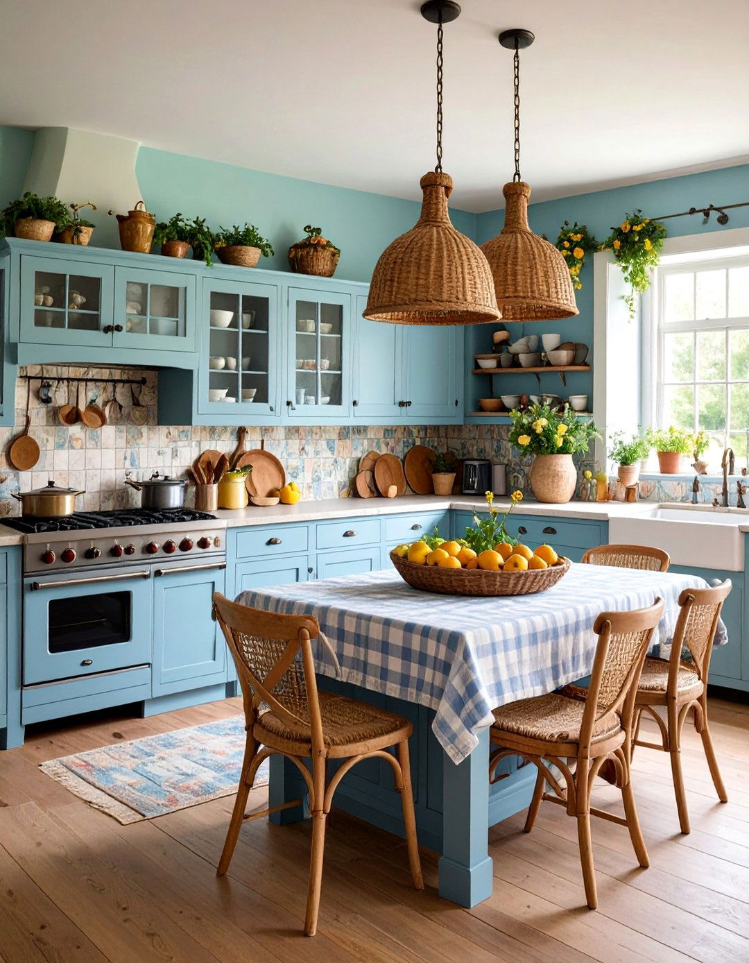 Farmhouse Kitchen Charm with Vintage Gingham Patterns - 25 Kitchen Wallpaper Ideas