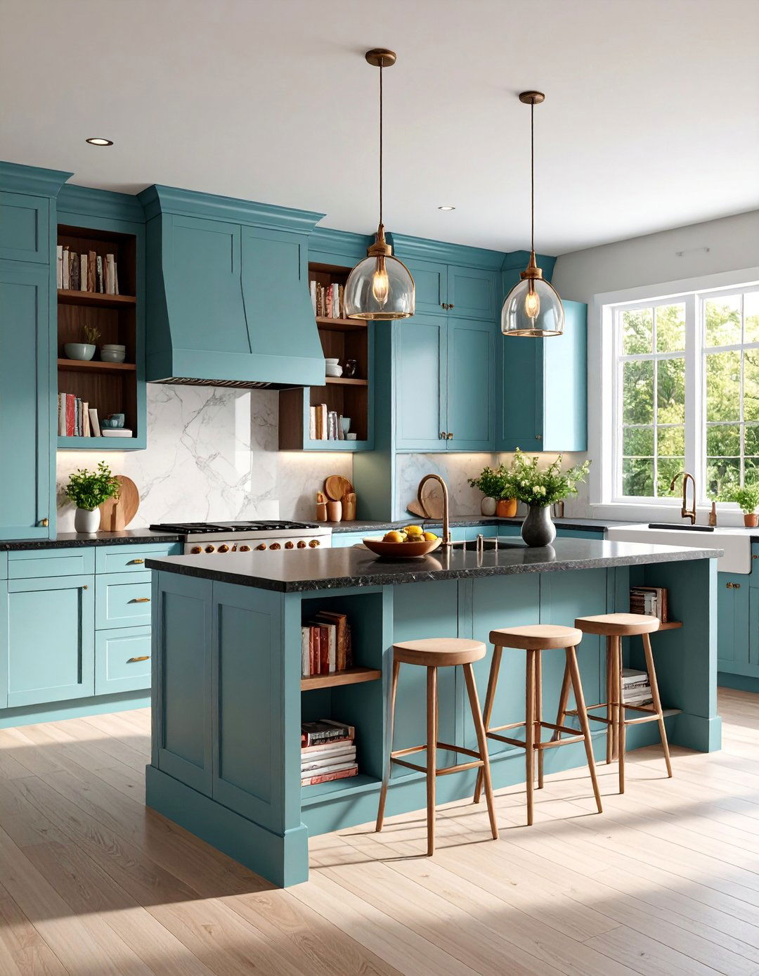 Farmhouse Kitchen Island with Built In Bookshelves - 25 Farmhouse Kitchen Island Ideas