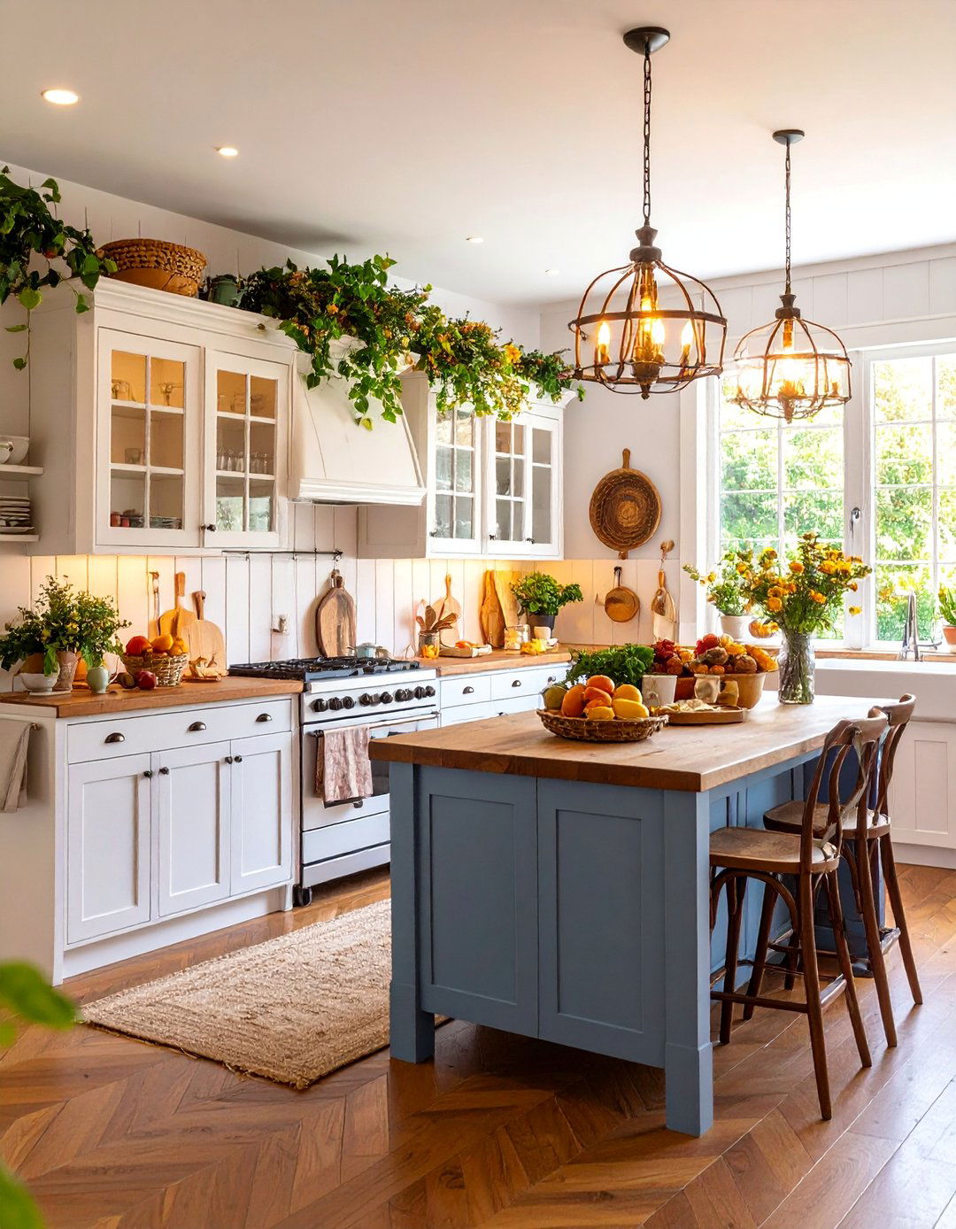 Farmhouse Kitchen with Antique Collectibles Display - 25 Farmhouse Kitchen Ideas