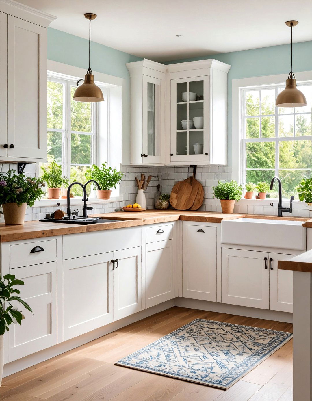 Farmhouse Kitchen with Butcher Block Counters - 25 Rustic Decor Ideas