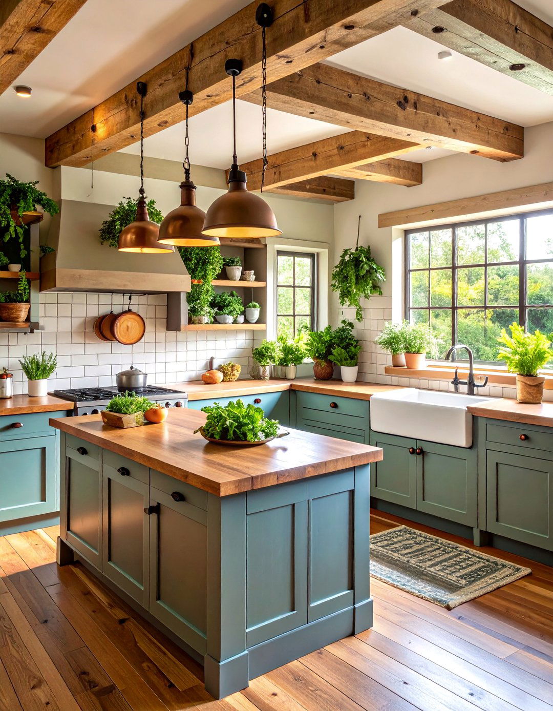 Farmhouse Kitchen with Exposed Beams - 25 Nancy Meyers Interior Design Ideas