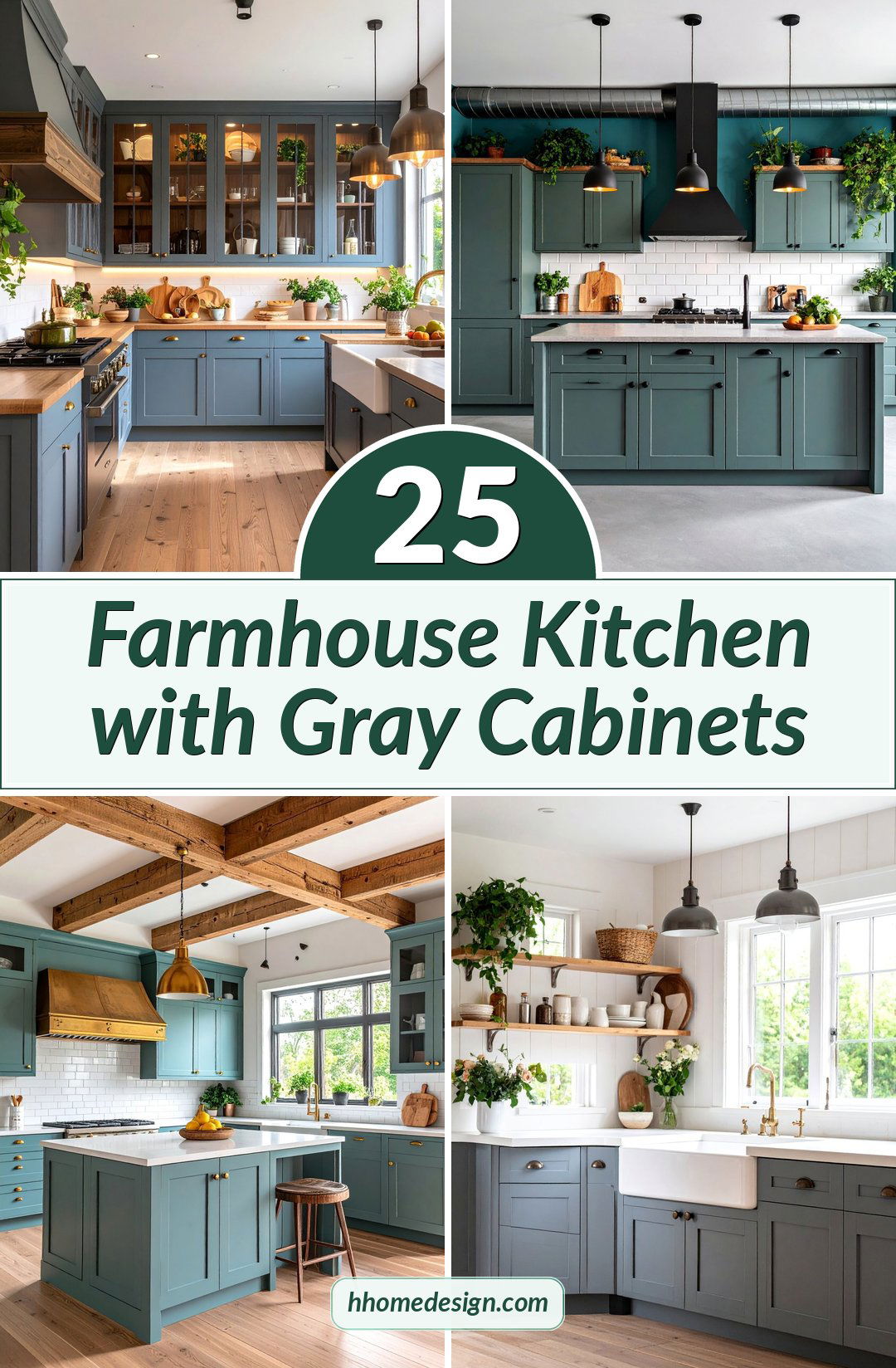 25 Farmhouse Kitchen with Gray Cabinets