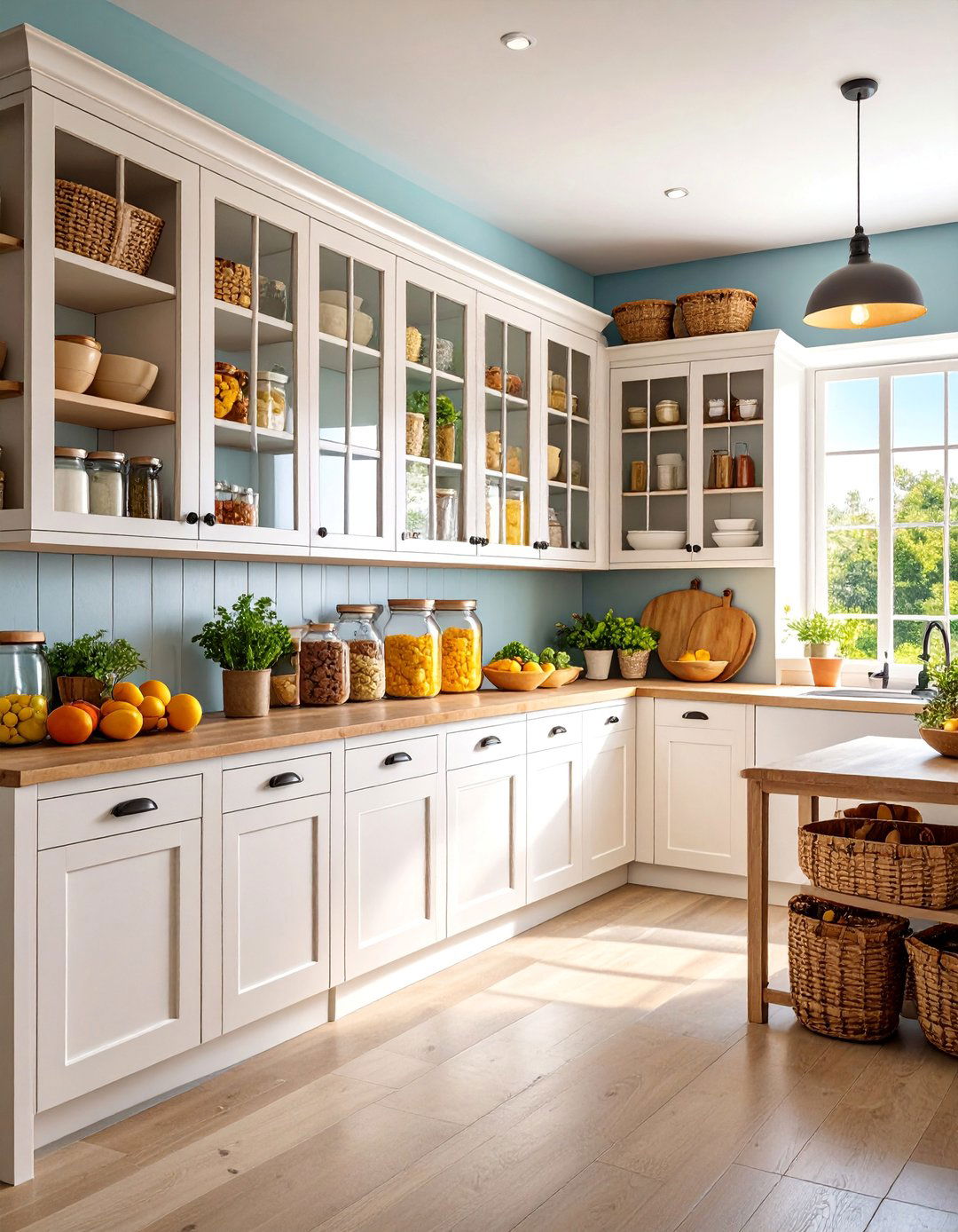 Farmhouse Kitchen with Pantry Display Storage - 25 Farmhouse Kitchen Ideas