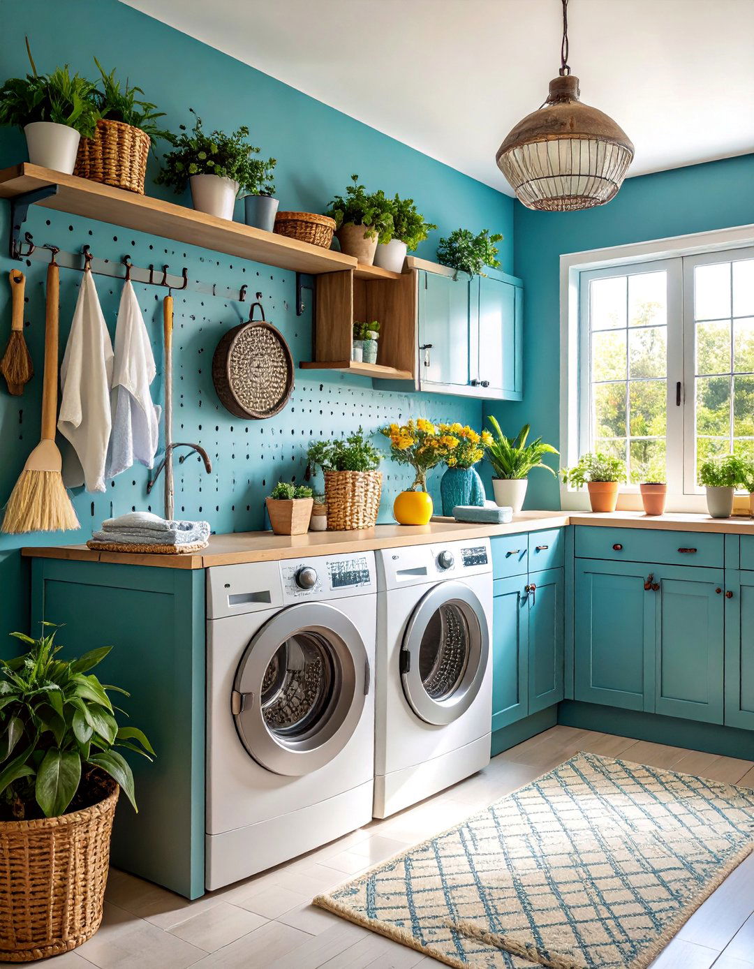 Farmhouse Laundry Room Pegboard - 25 Pegboard Ideas