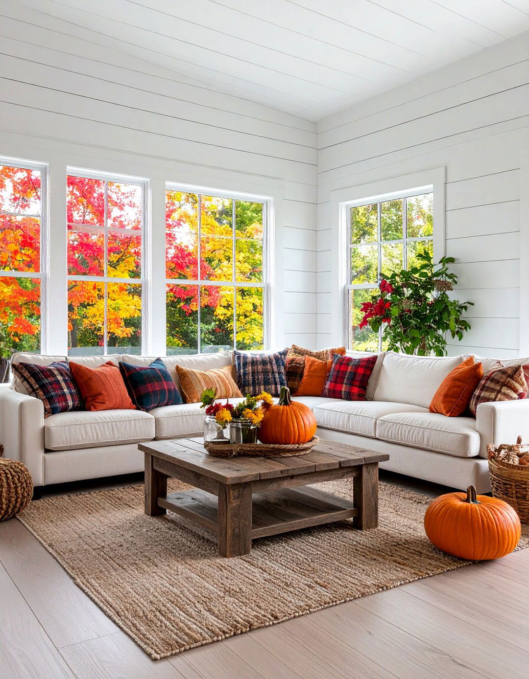 Farmhouse Living Room with Shiplap Walls - 25 Rustic Decor Ideas