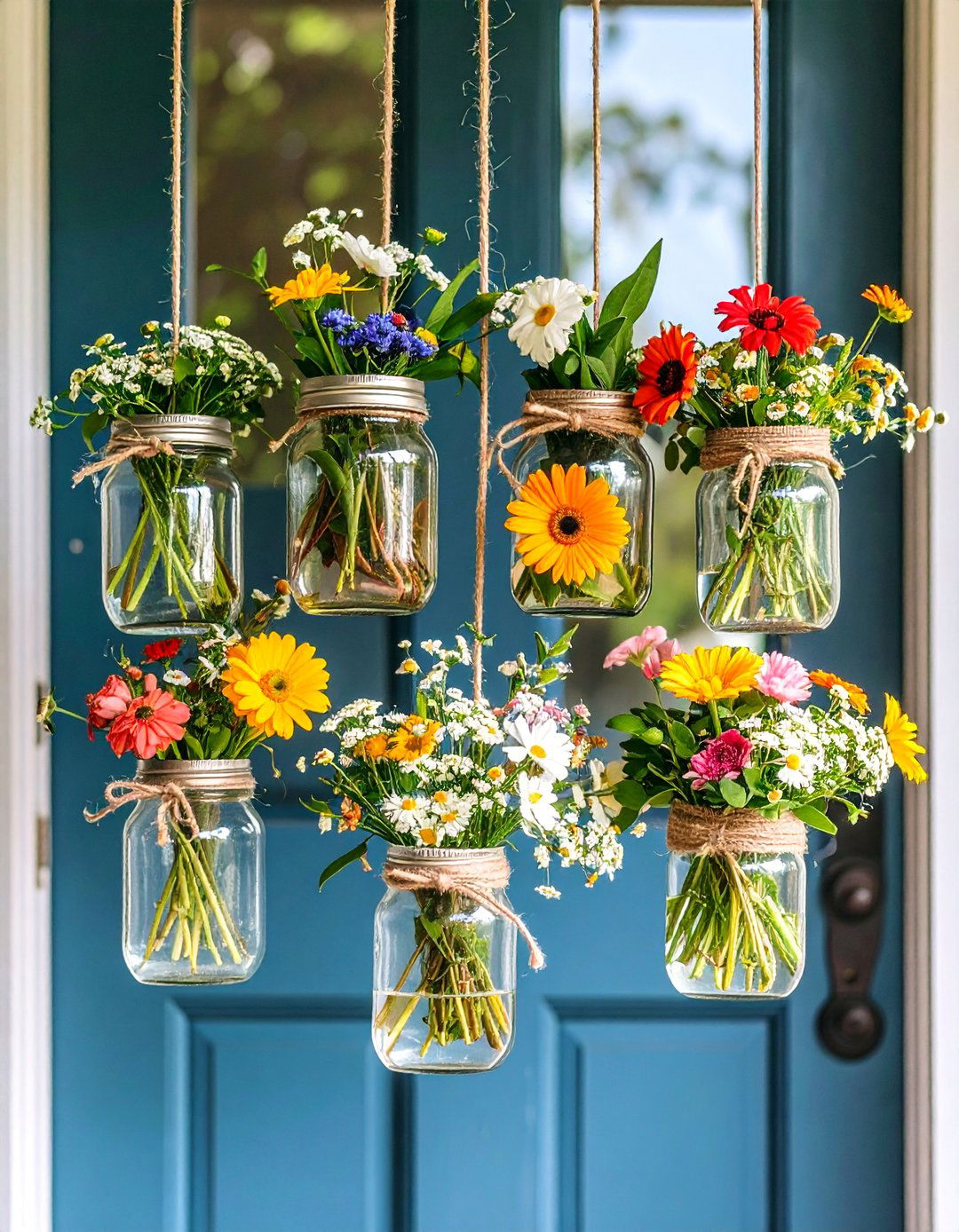 Farmhouse Mason Jar Cluster - 25 Spring Front Door Decor Ideas