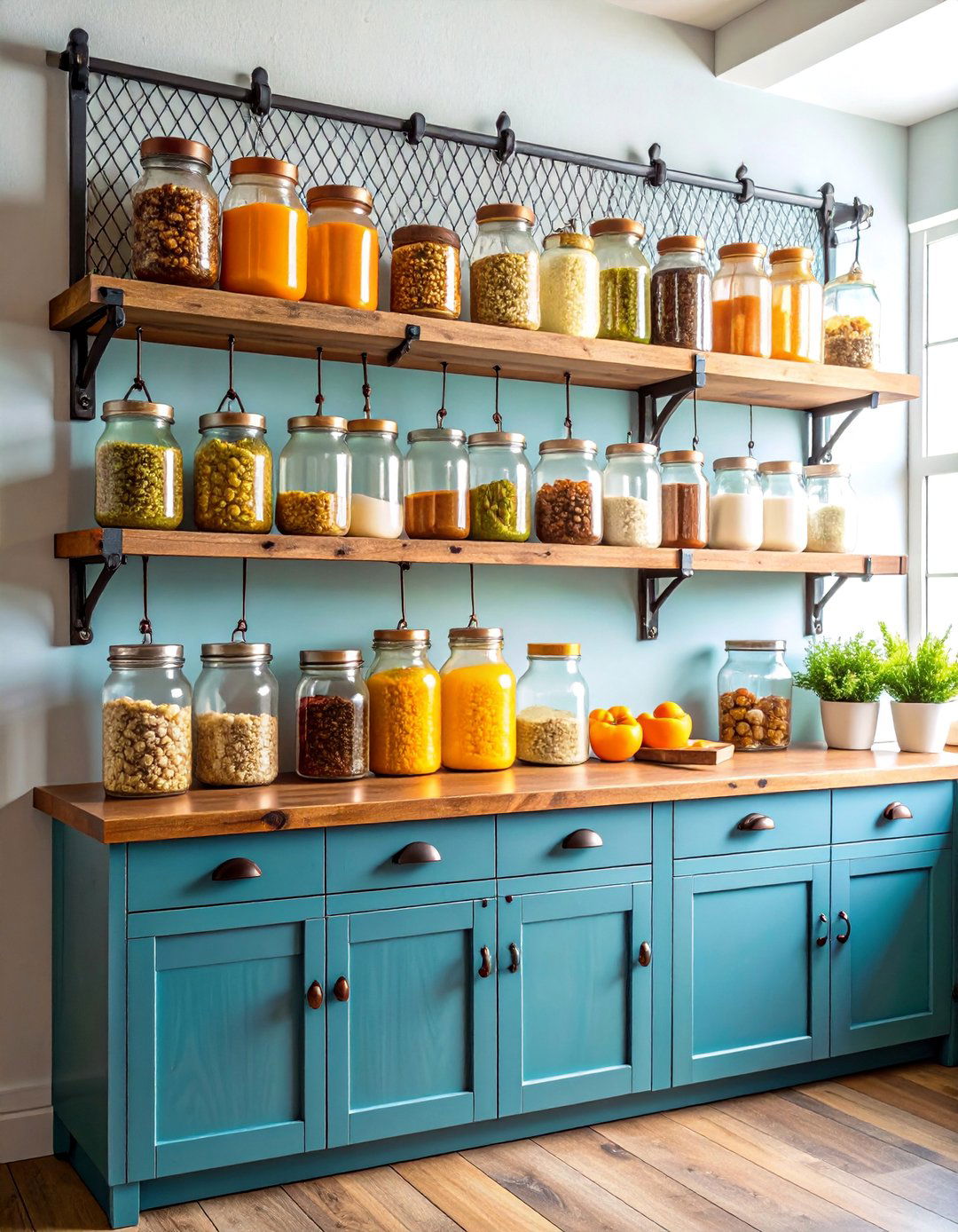 Farmhouse Mason Jar Storage Mini Bar - 25 Mini Bar Ideas