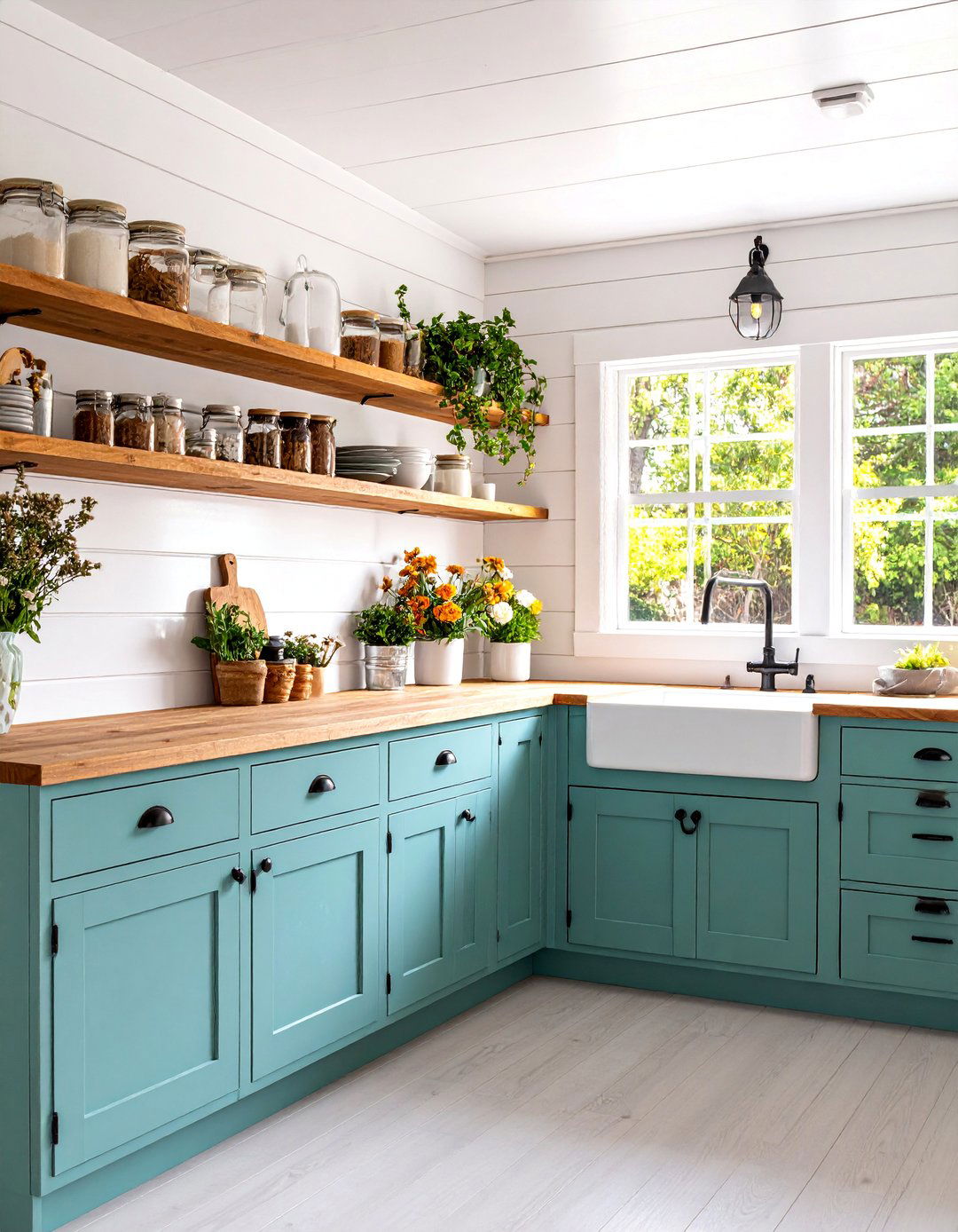 Farmhouse Mobile Home Kitchen with Shiplap Walls - 25 Mobile Home Kitchen Ideas