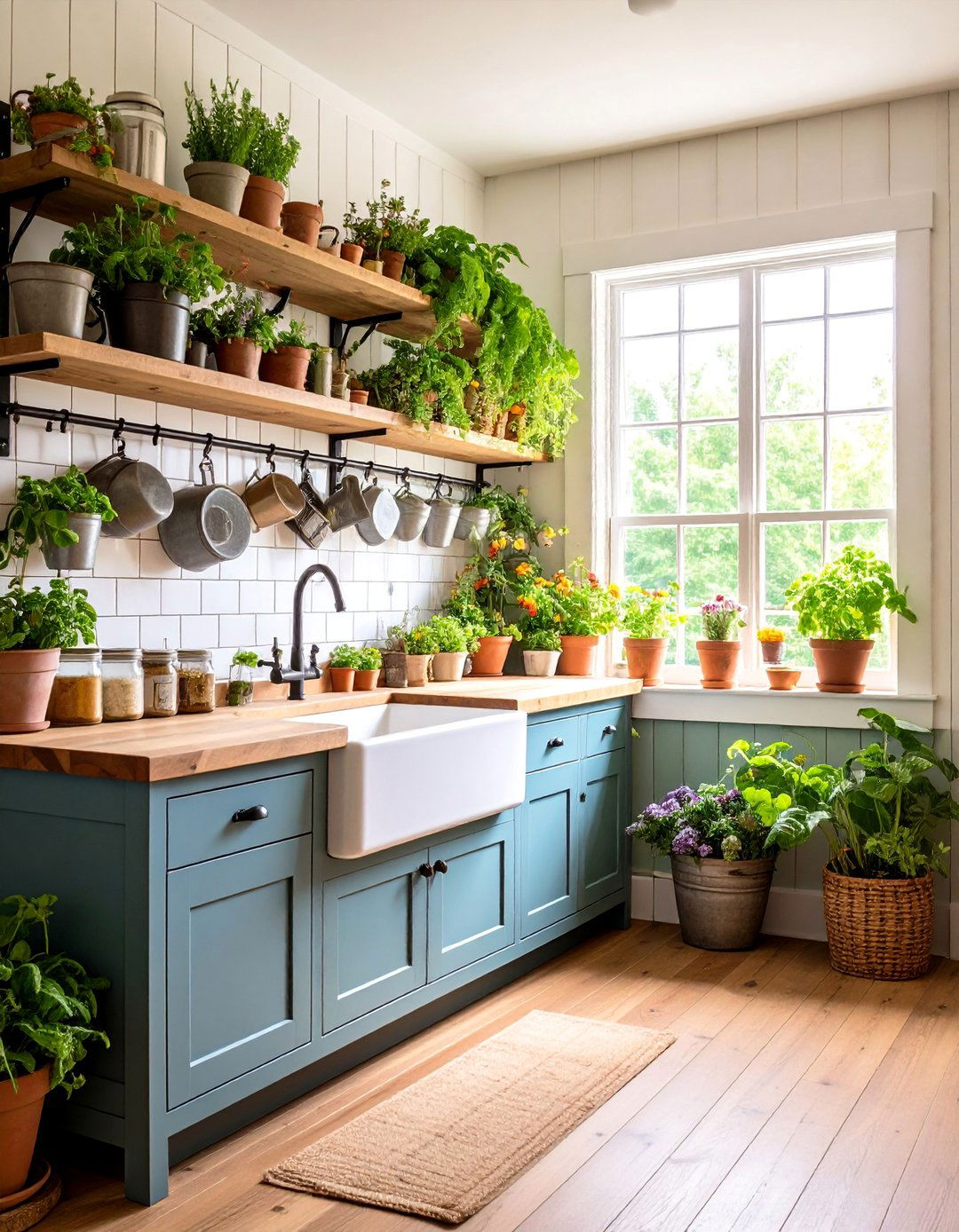 Farmhouse Mudroom with Utility Sink and Herb Garden - 25 Farmhouse Mudroom Ideas