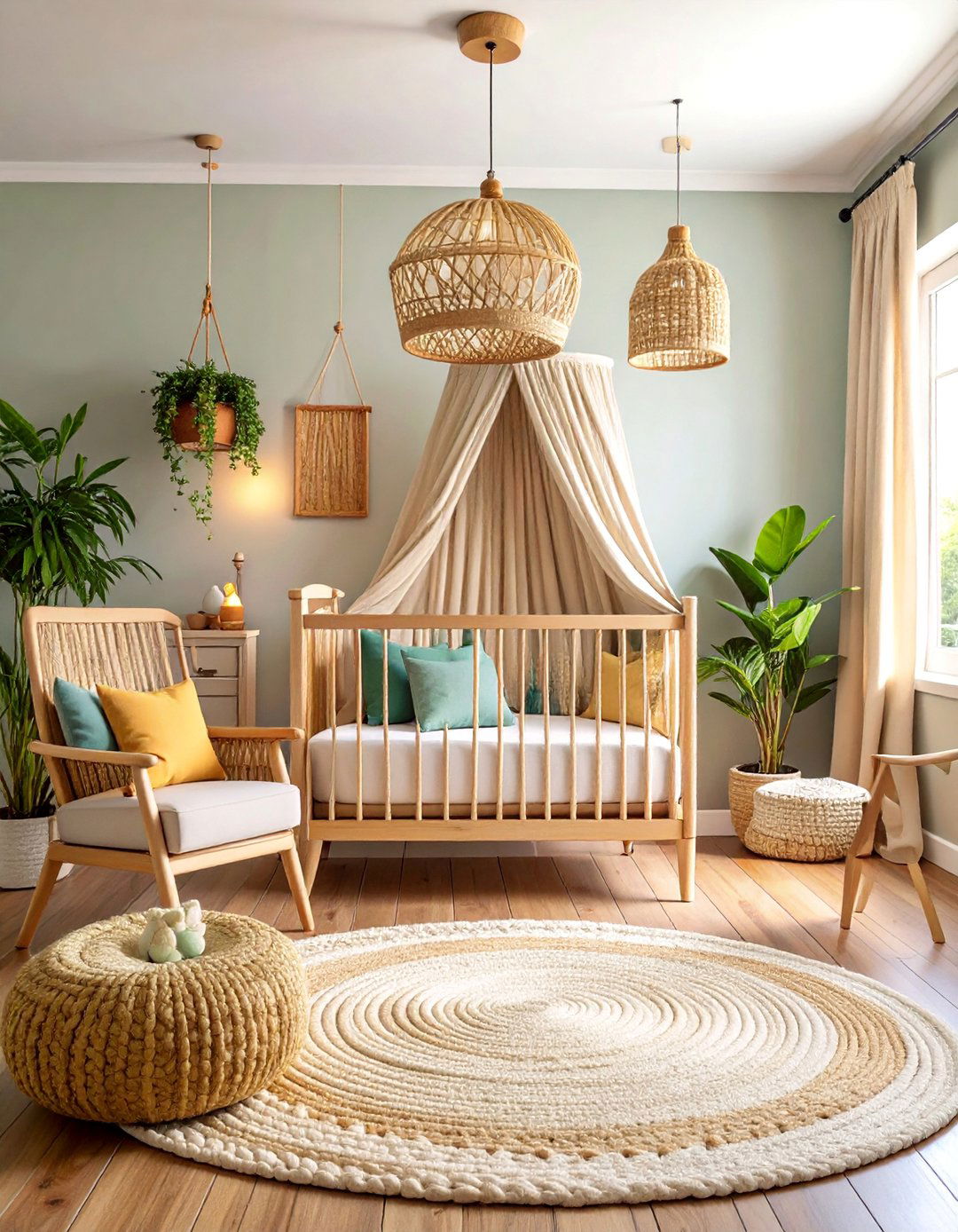 Farmhouse Nursery with Natural Woven Textures - 25 Farmhouse Nursery Ideas